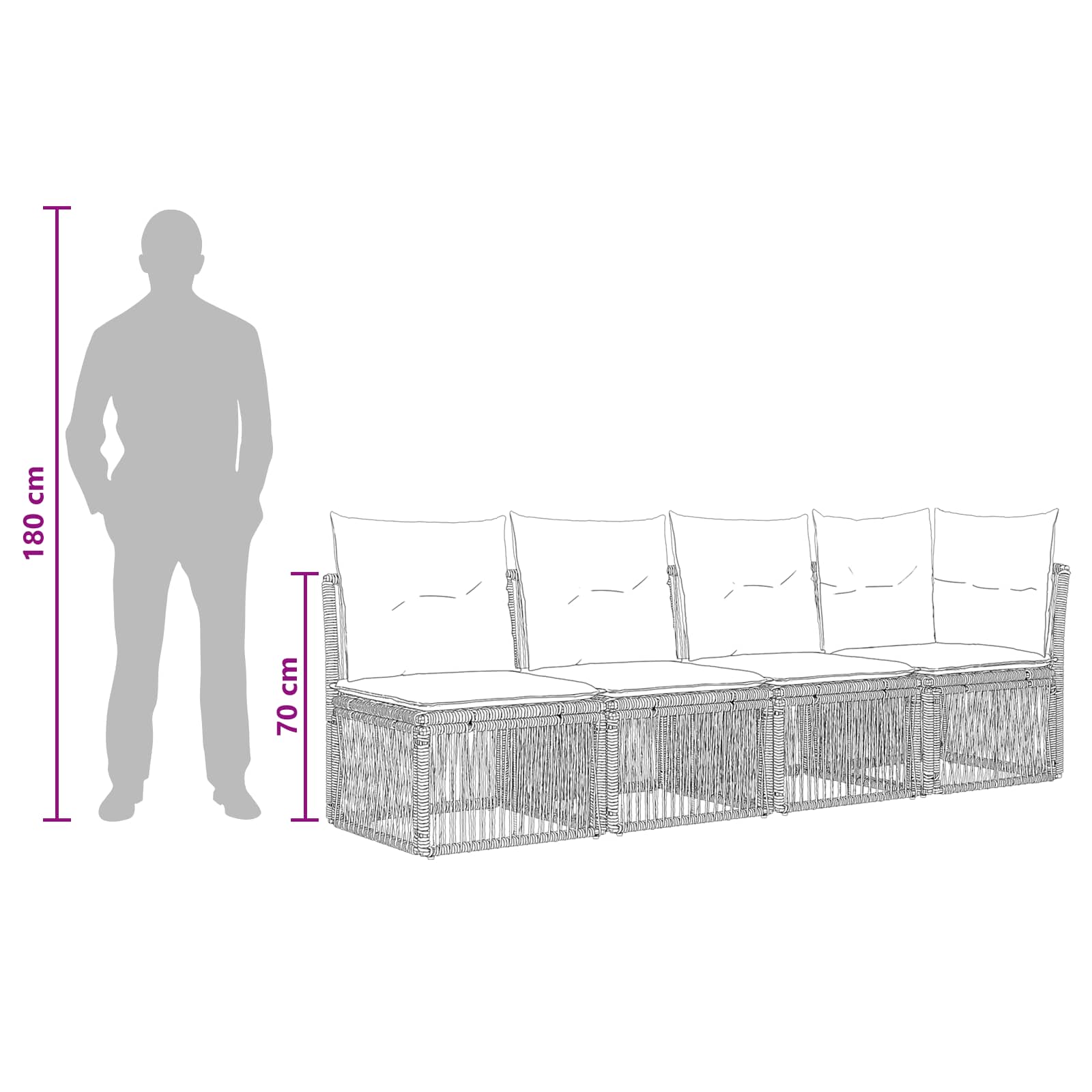 Ensemble de canapé de jardin 12 pcs Noir polyrotin - XIOS