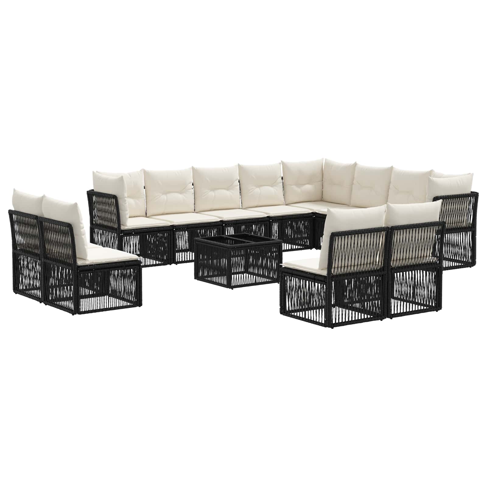 Ensemble de canapé de jardin 13 pcs Noir polyrotin - XIOS