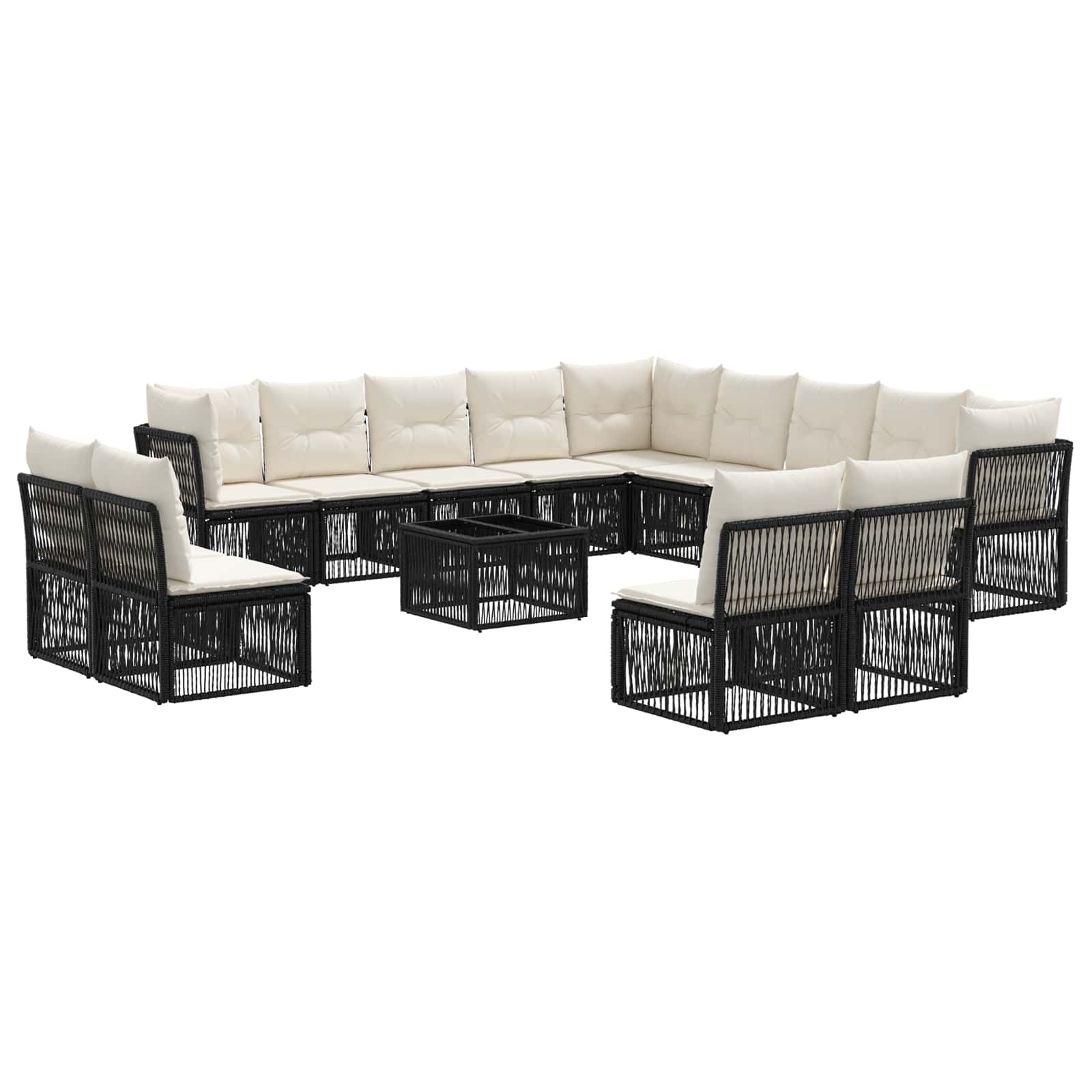 Ensemble de canapé de jardin 14 pcs Noir polyrotin - XIOS