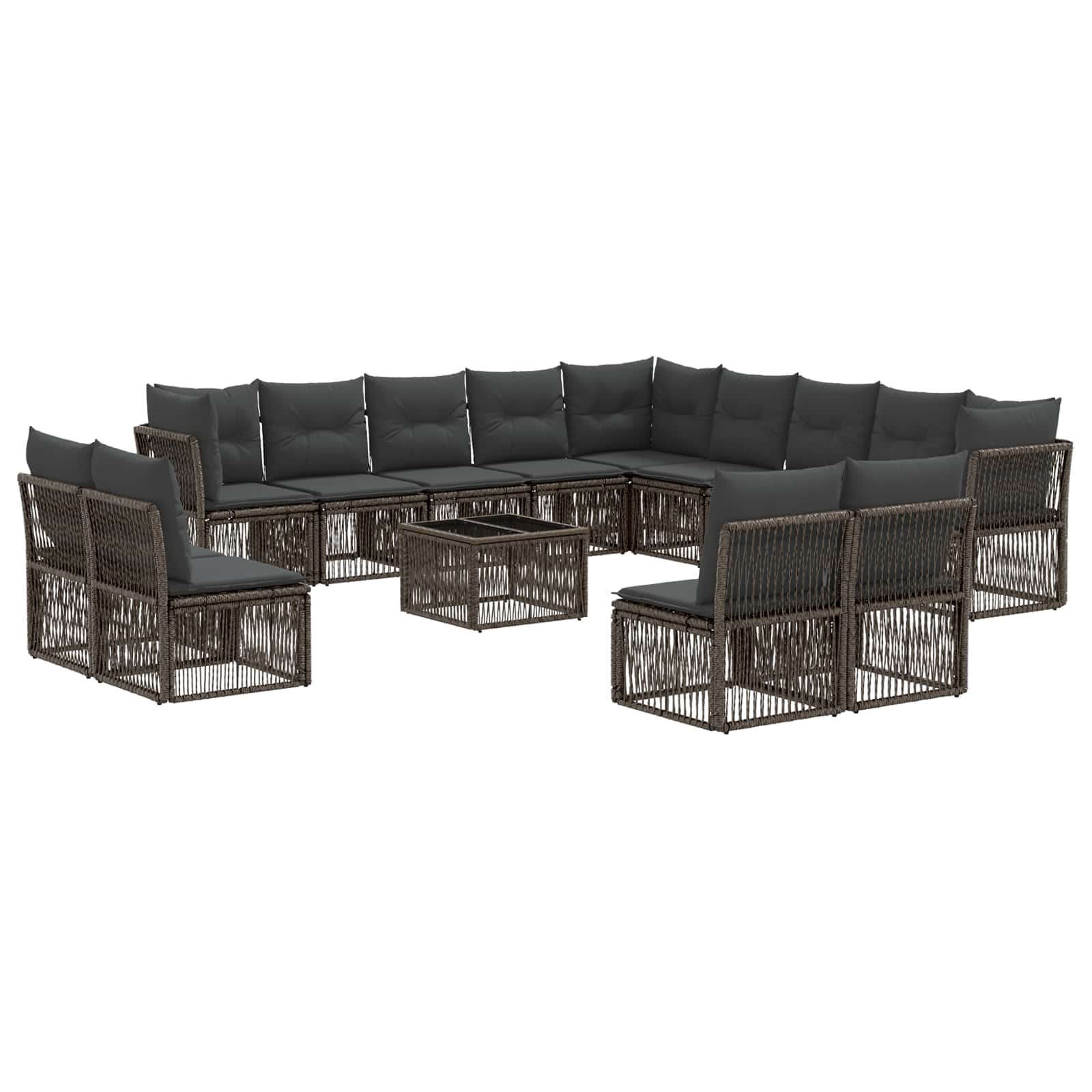 Ensemble de canapé de jardin 14 pcs Gris polyrotin - XIOS