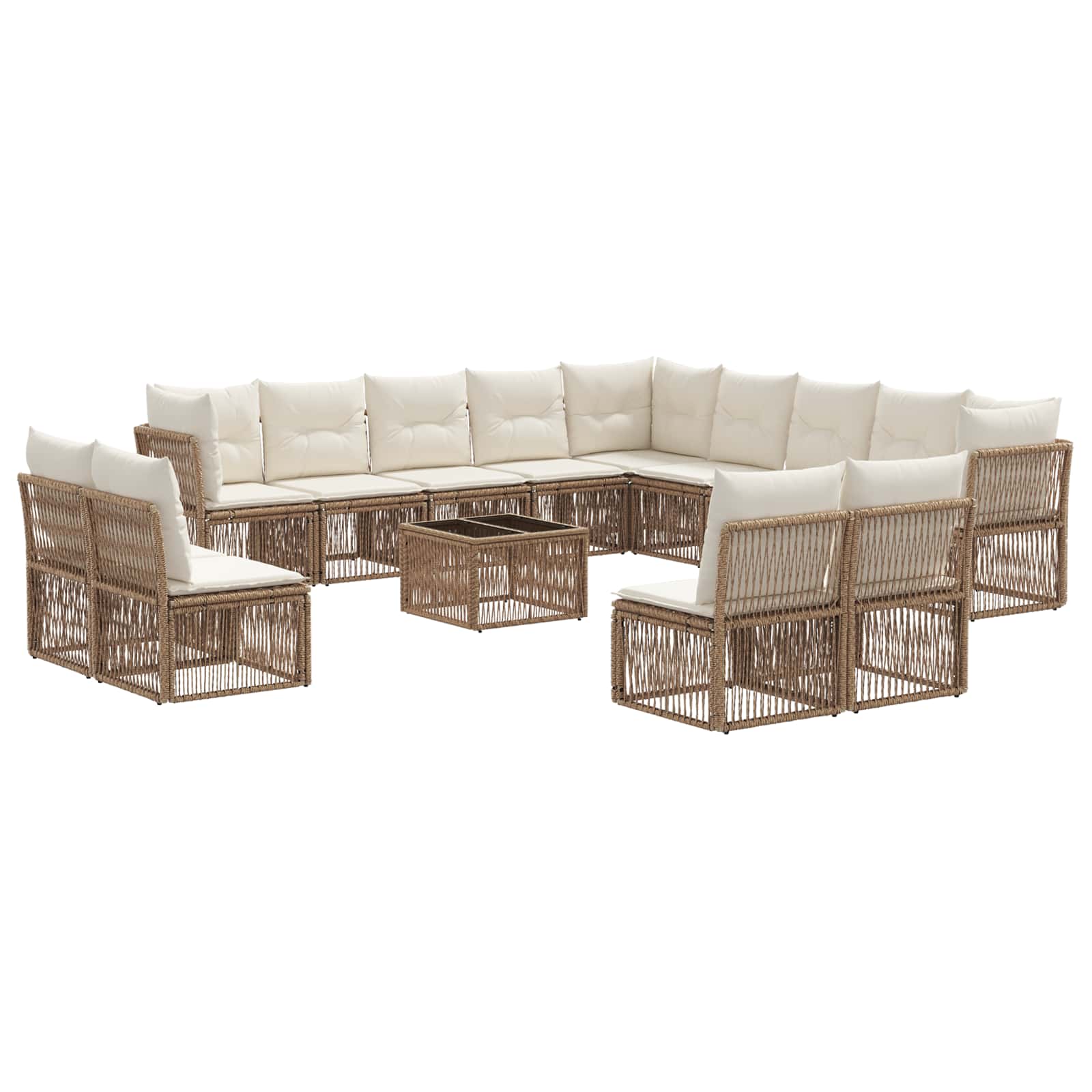 Ensemble de canapé de jardin 14 pcs Beige polyrotin - XIOS