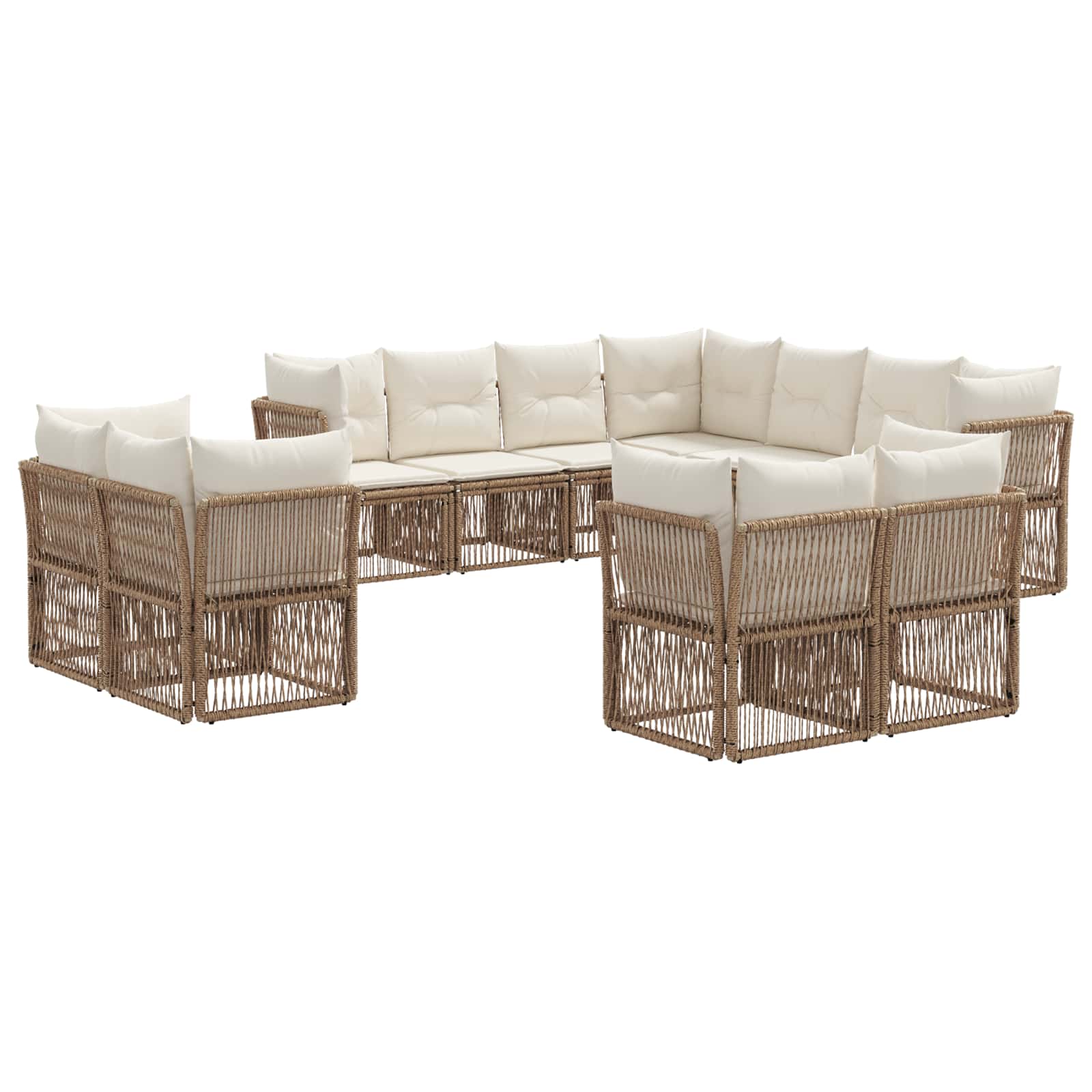 Ensemble de canapé de jardin 11 pcs Beige polyrotin - XIOS
