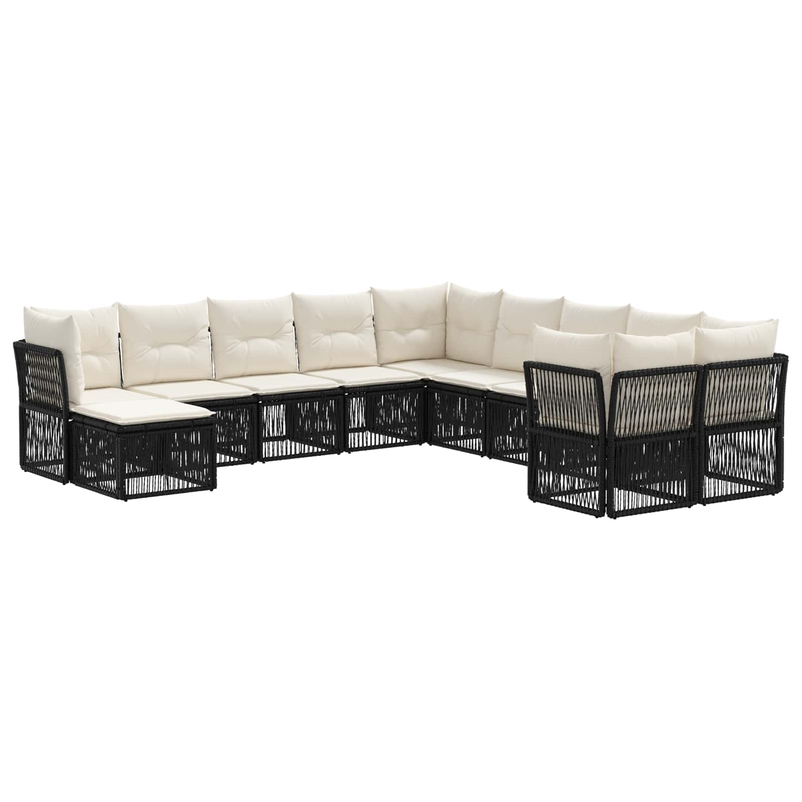 Ensemble de canapé de jardin 11 pcs Noir polyrotin - XIOS