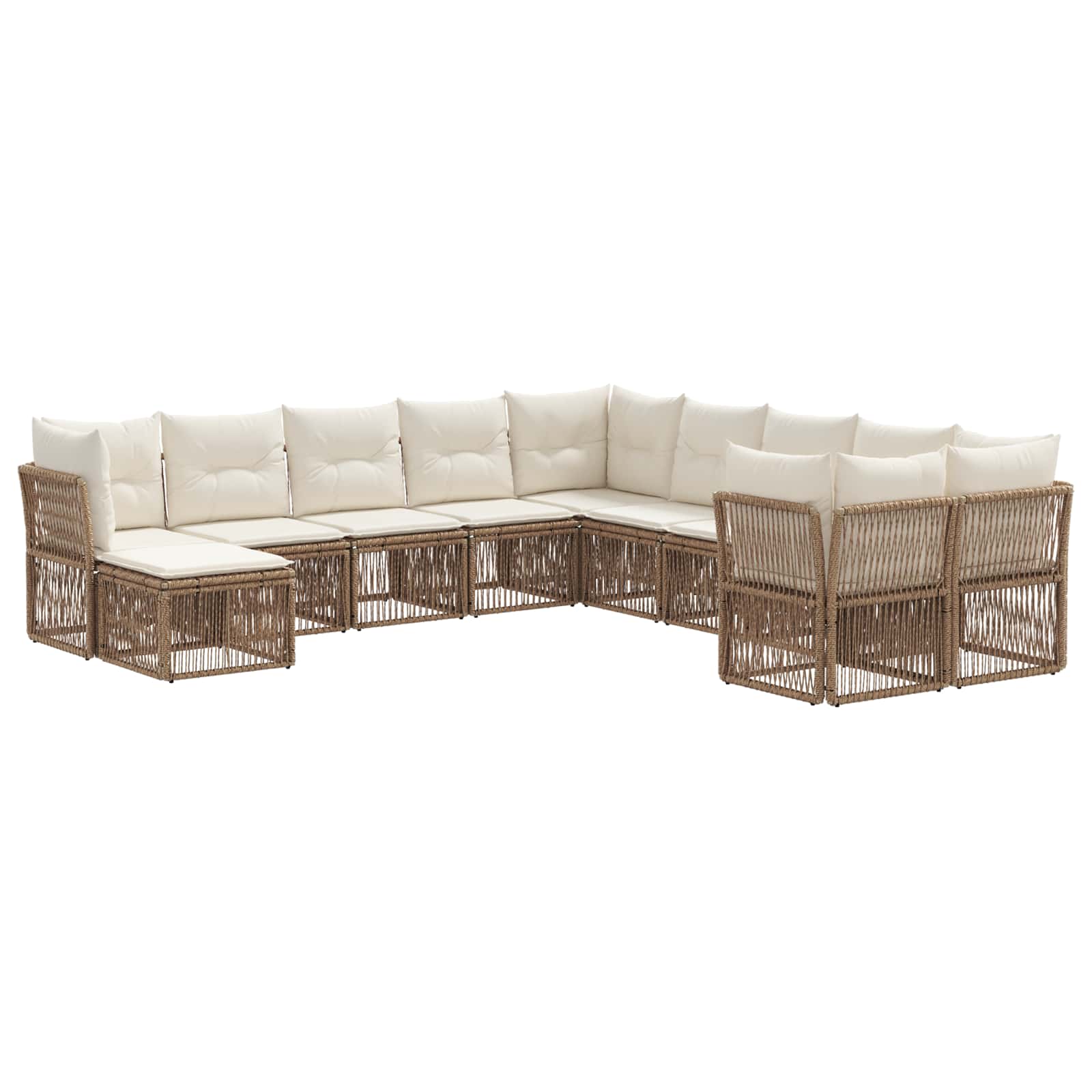 Ensemble de canapé de jardin 11 pcs Beige polyrotin - XIOS