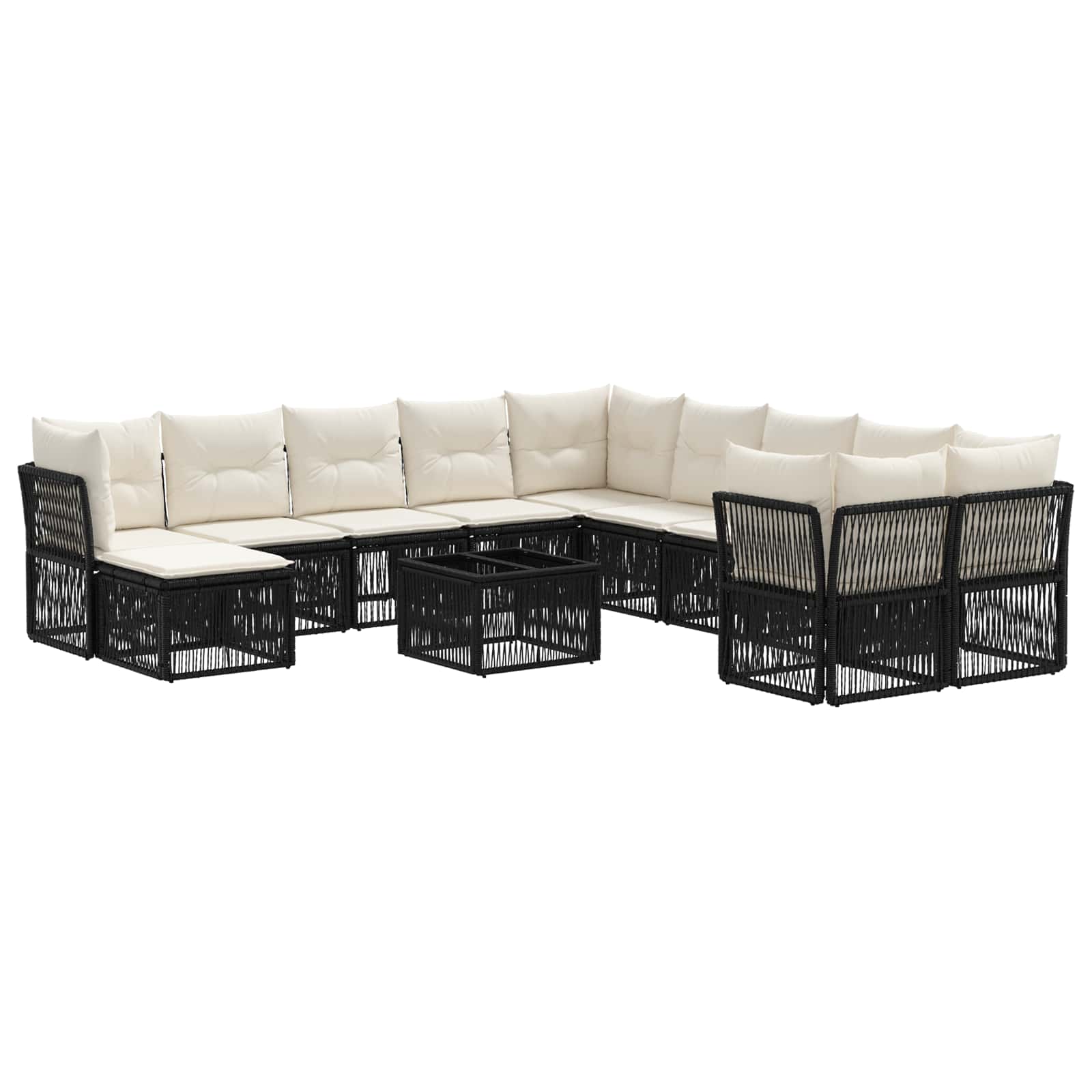 Ensemble de canapé de jardin 12 pcs Noir polyrotin - XIOS