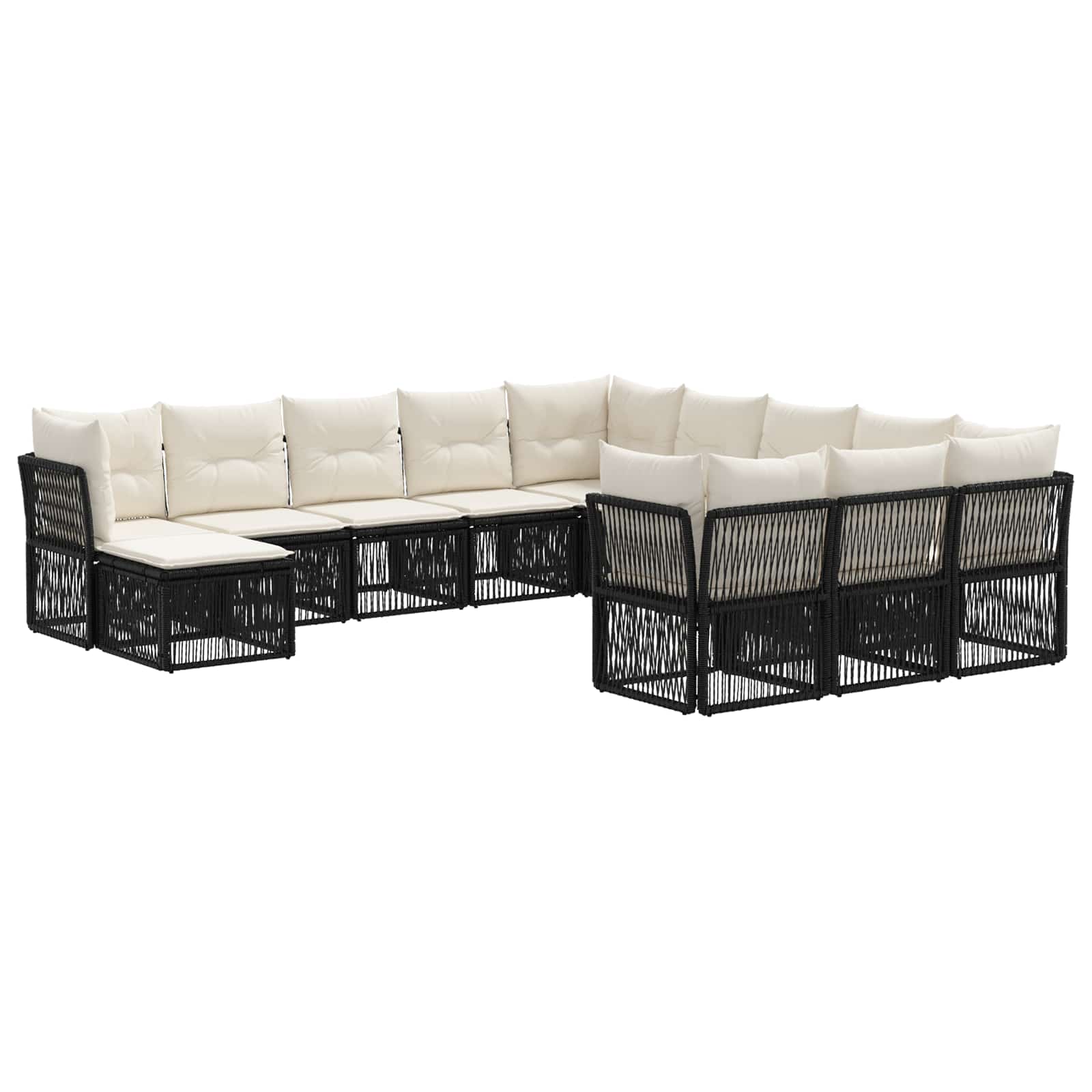 Ensemble de canapé de jardin 12 pcs Noir polyrotin - XIOS