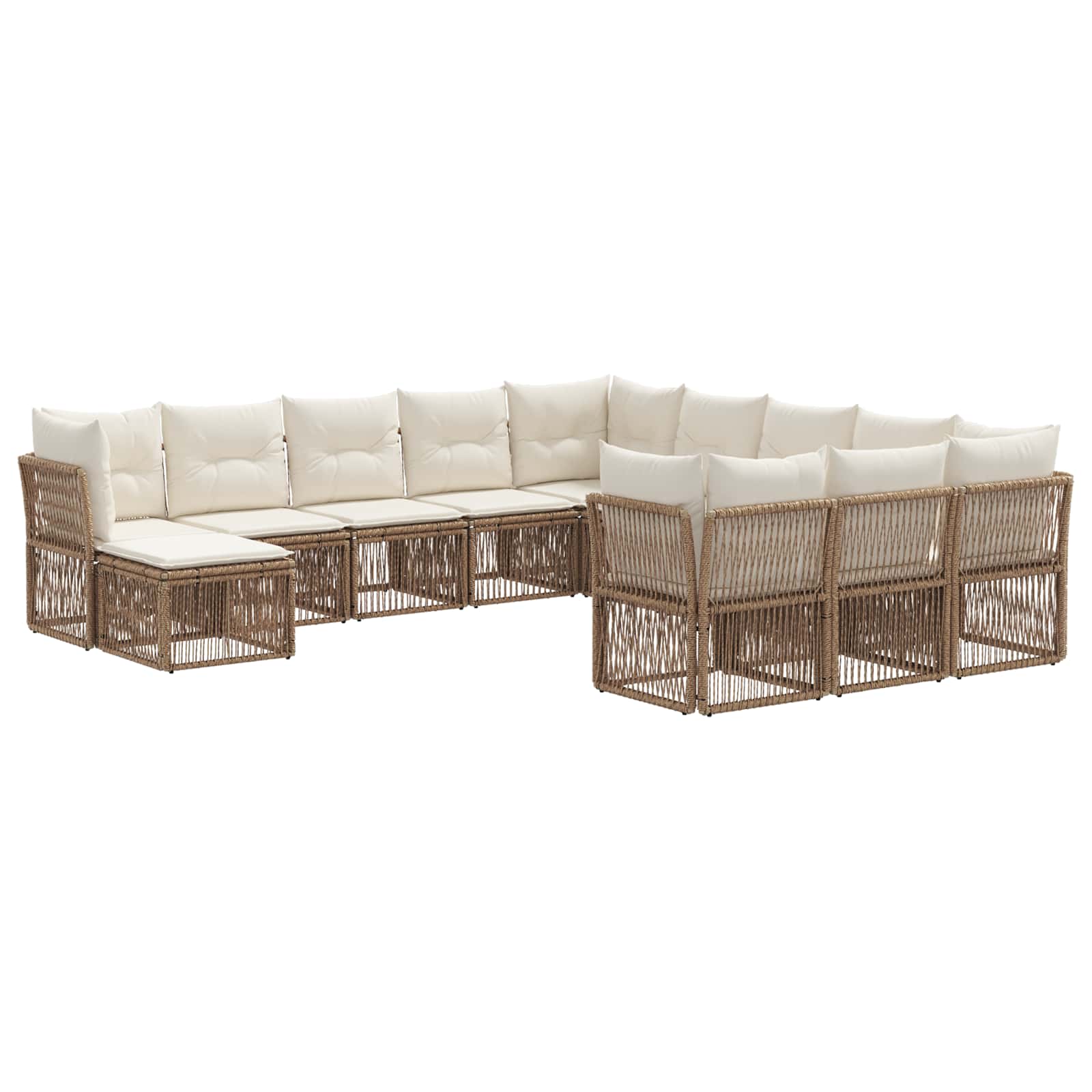 Ensemble de canapé de jardin 12 pcs Beige polyrotin - XIOS