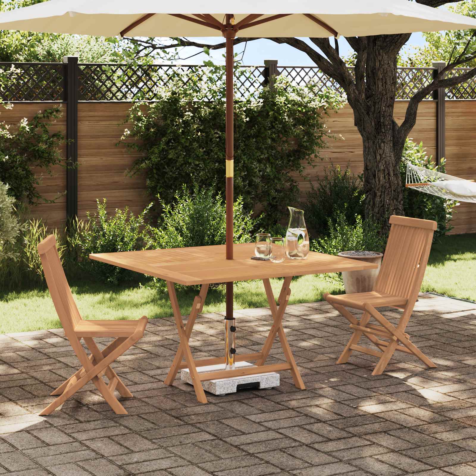 Ensemble bistro de jardin 3 pcs Marron Teck massif - XIOS