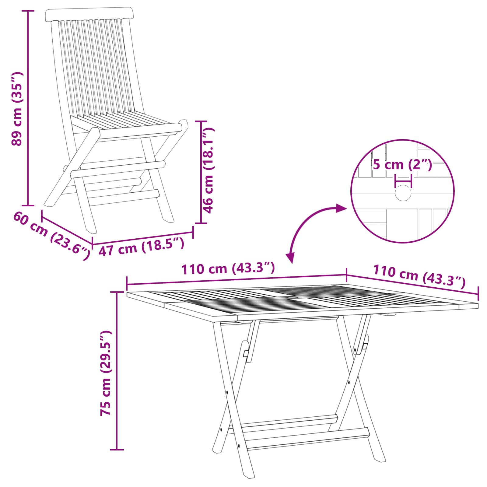 Ensemble bistro de jardin 3 pcs Marron Teck massif - XIOS