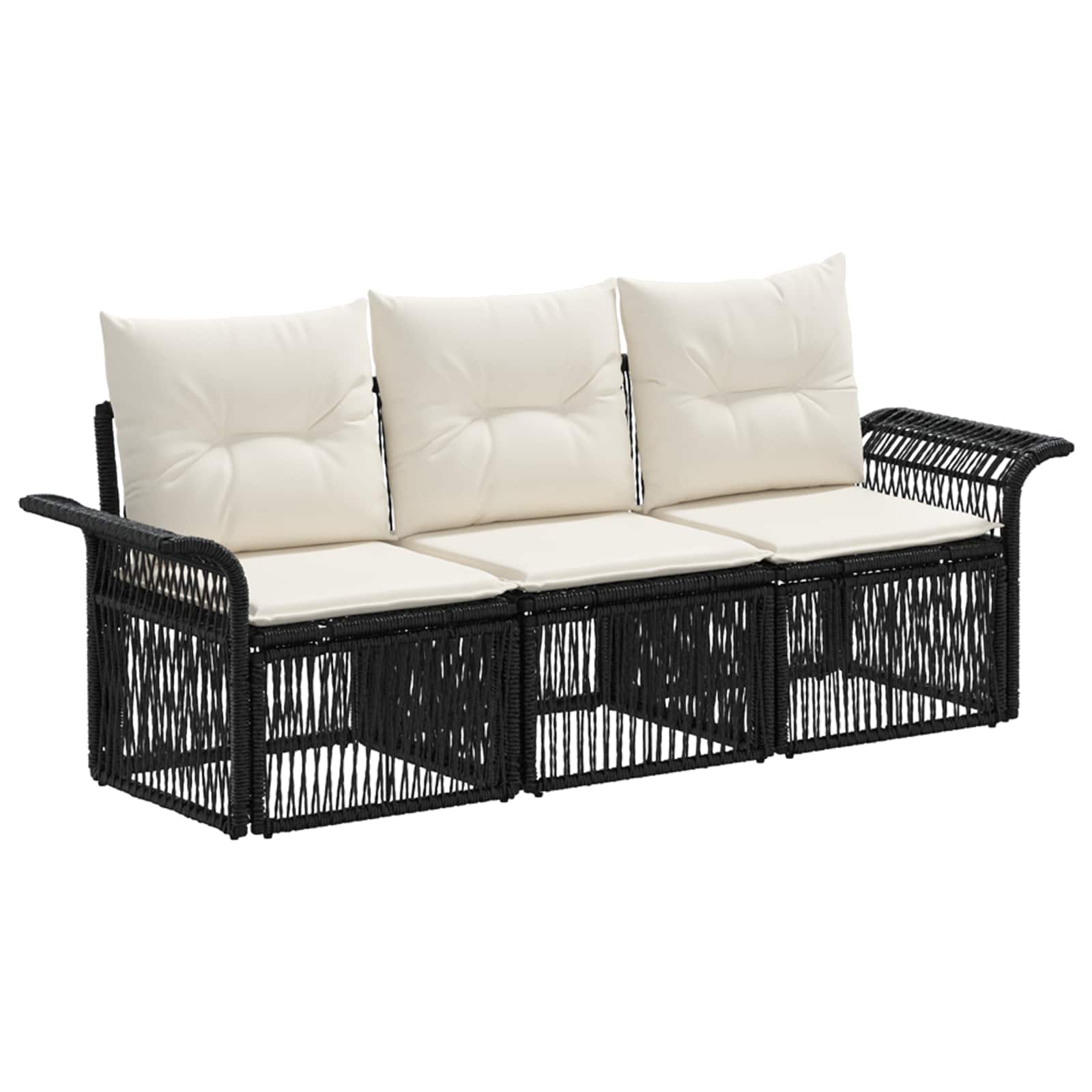 Ensemble de canapé de jardin 3 pcs Noir polyrotin - XIOS