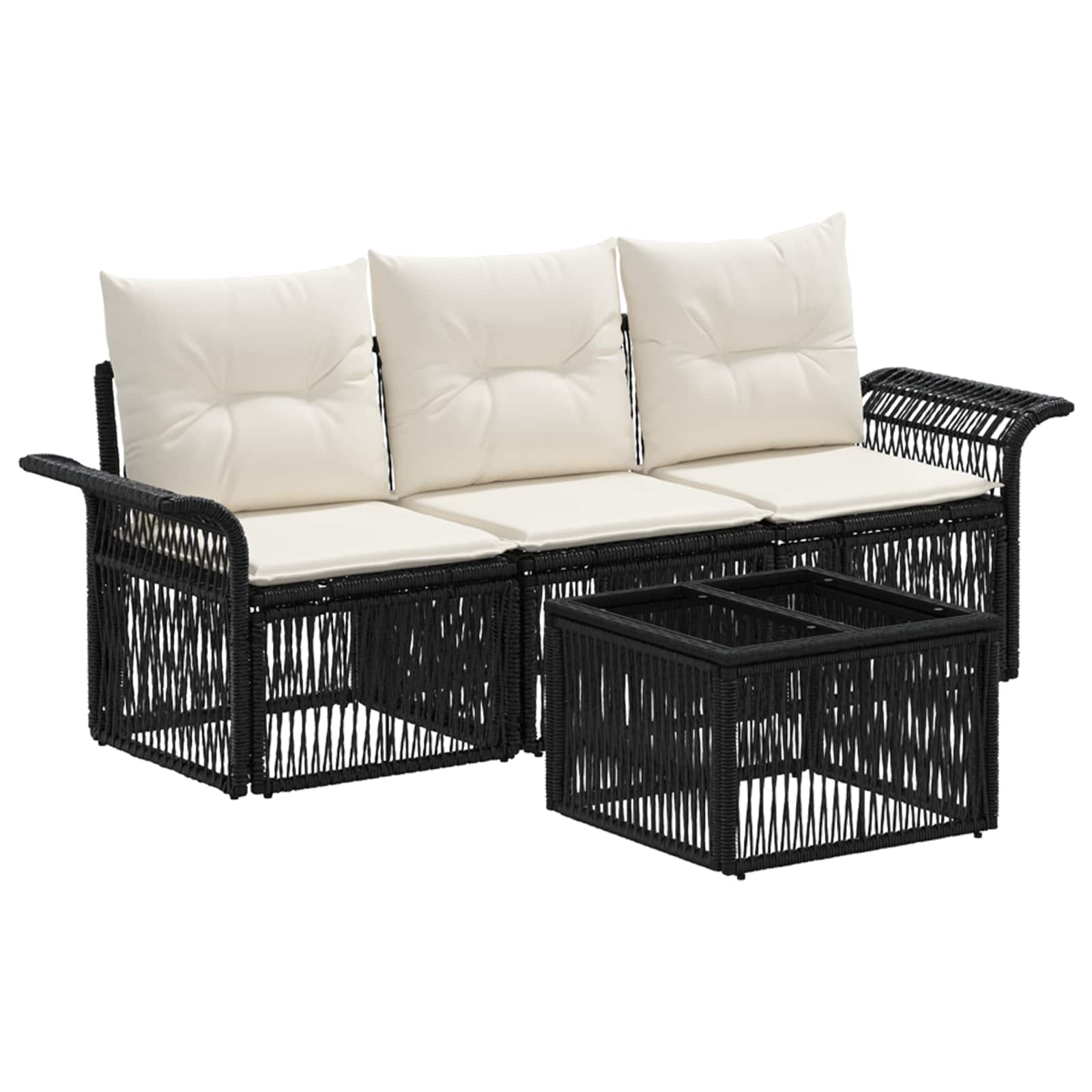 Ensemble de canapé de jardin 4 pcs Noir polyrotin - XIOS
