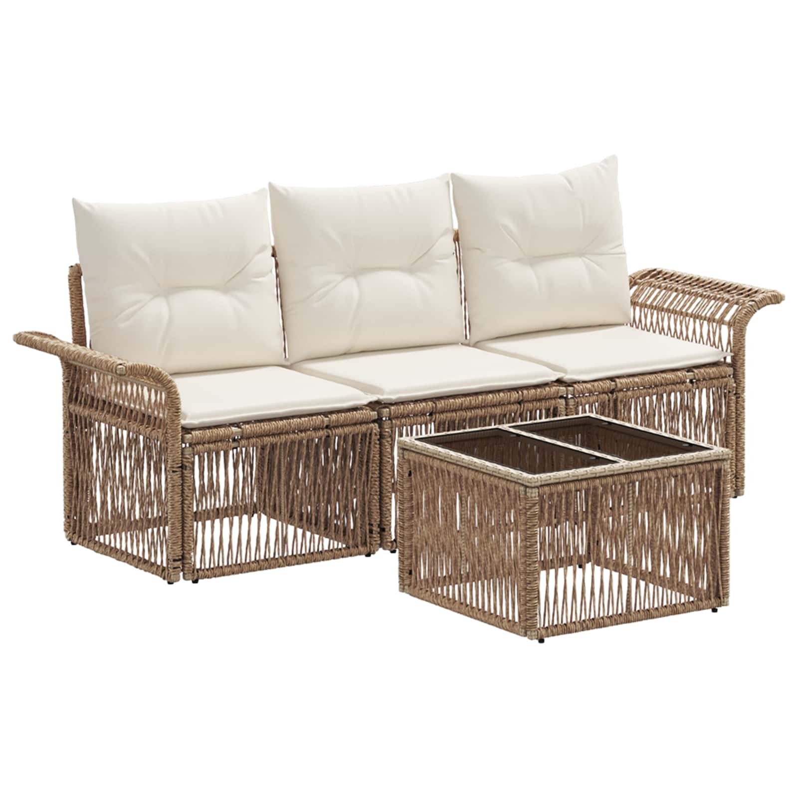 Ensemble de canapé de jardin 4 pcs Beige polyrotin - XIOS