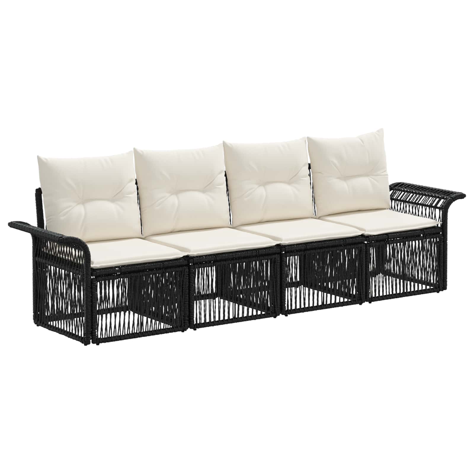 Ensemble de canapé de jardin 4 pcs Noir polyrotin - XIOS