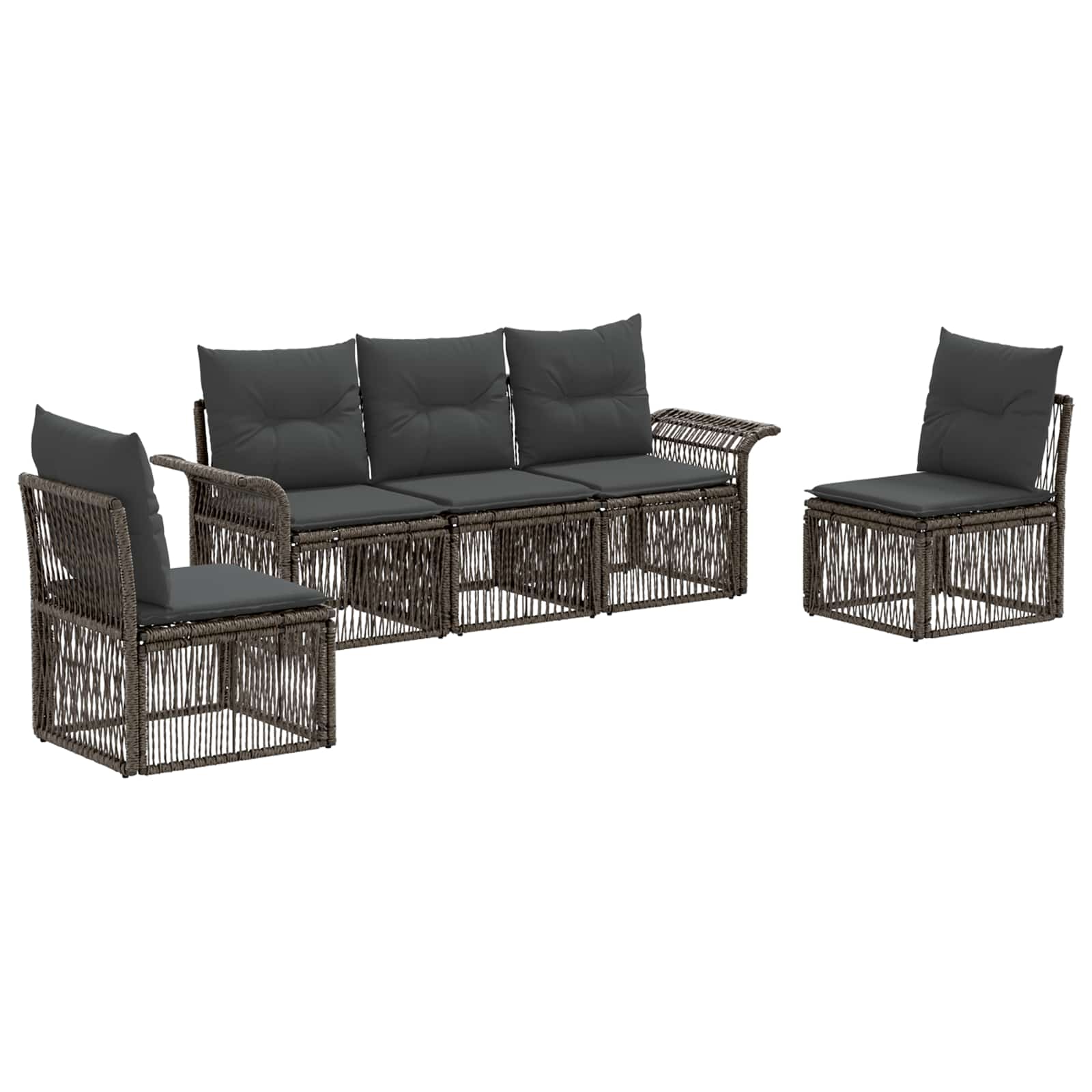 Ensemble de canapé de jardin 5 pcs Gris polyrotin - XIOS