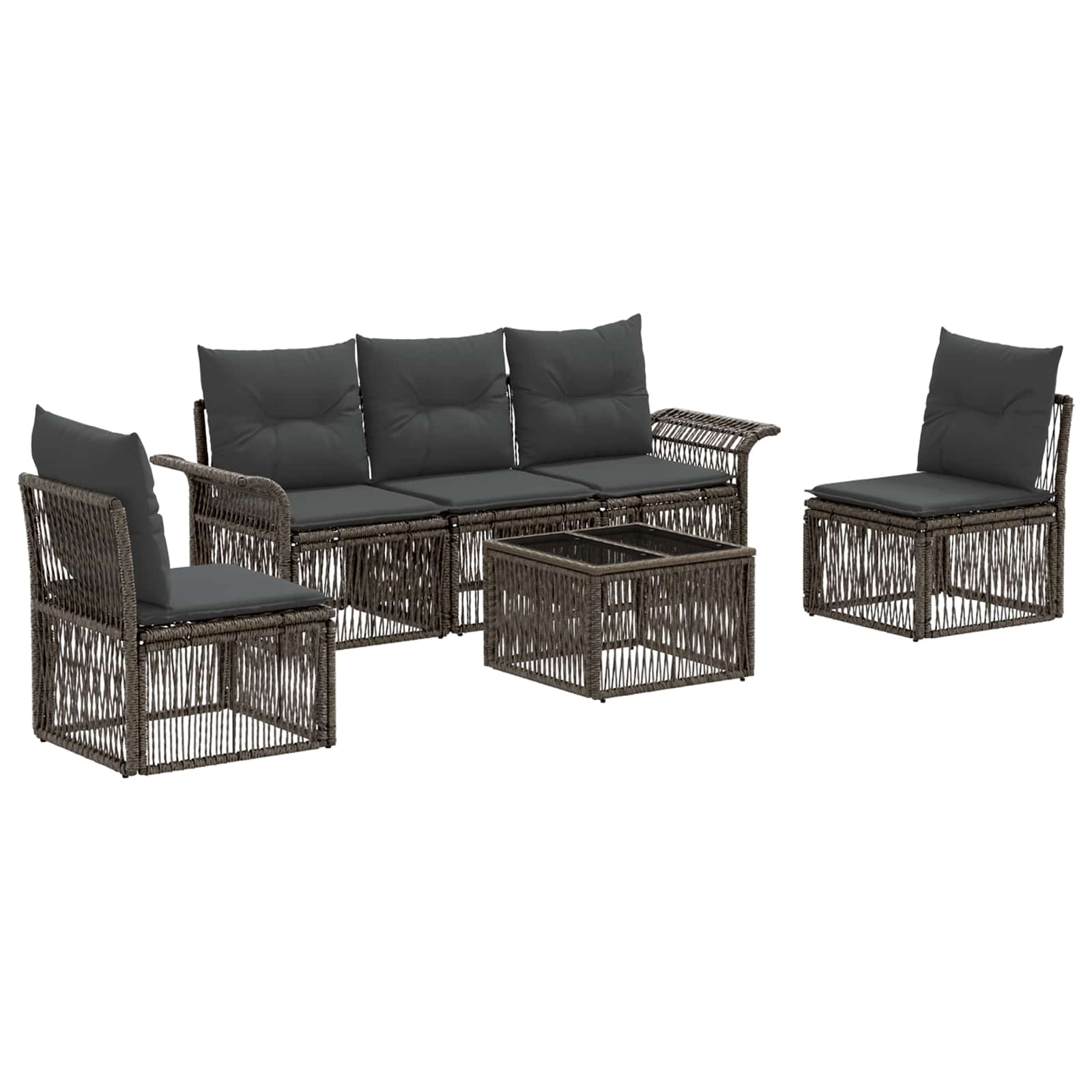 Ensemble de canapé de jardin 6 pcs Gris polyrotin - XIOS
