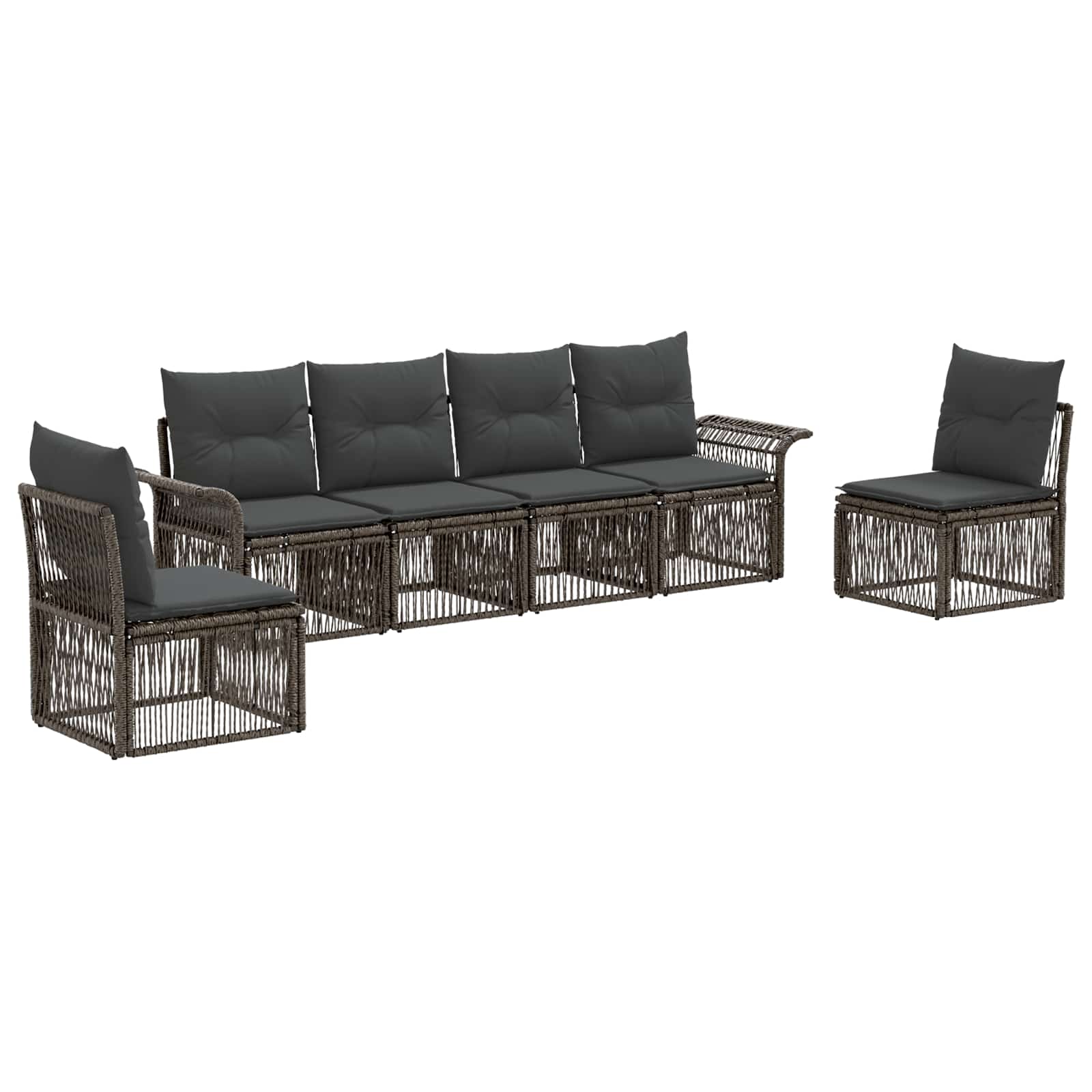 Ensemble de canapé de jardin 6 pcs Gris polyrotin - XIOS