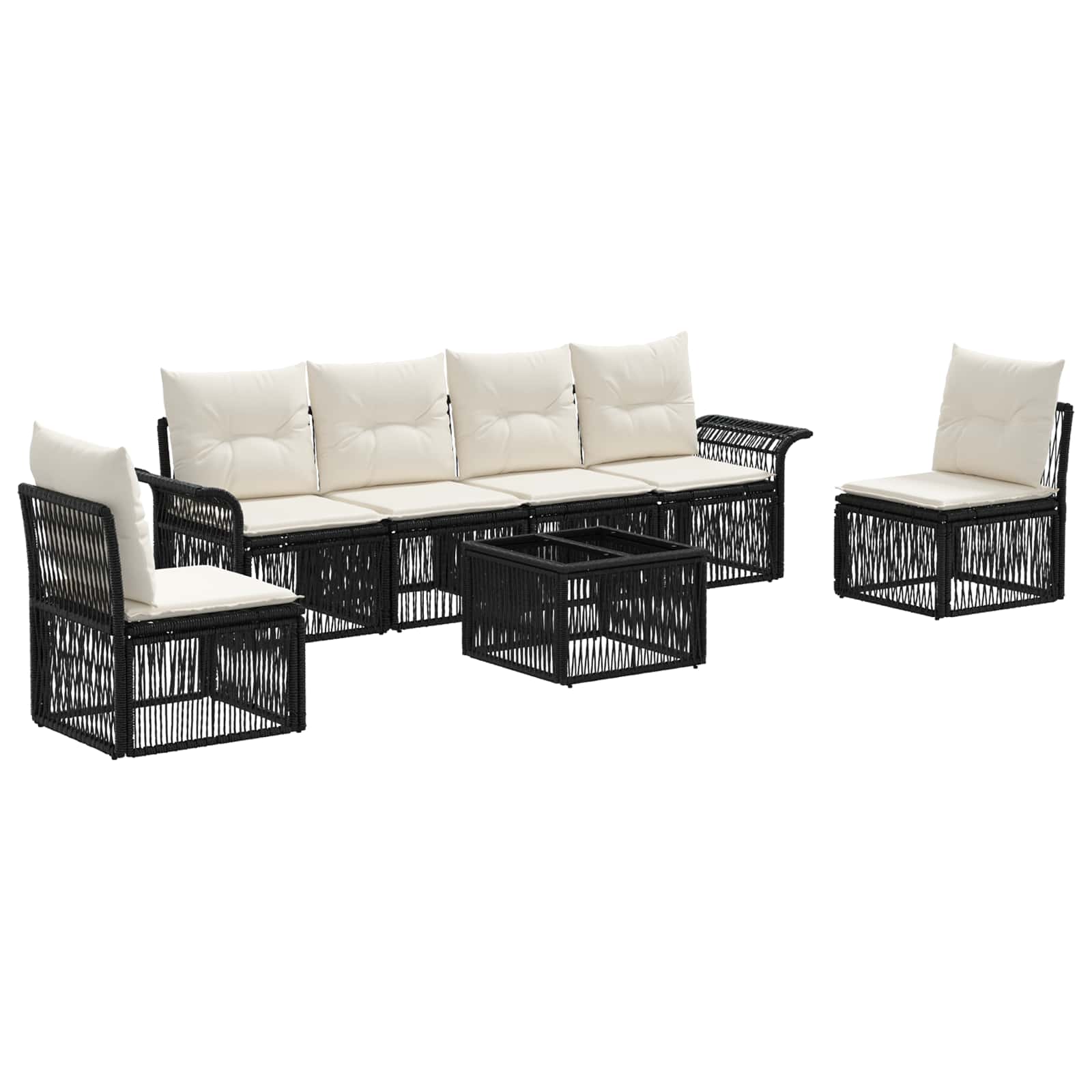 Ensemble de canapé de jardin 7 pcs Noir polyrotin - XIOS