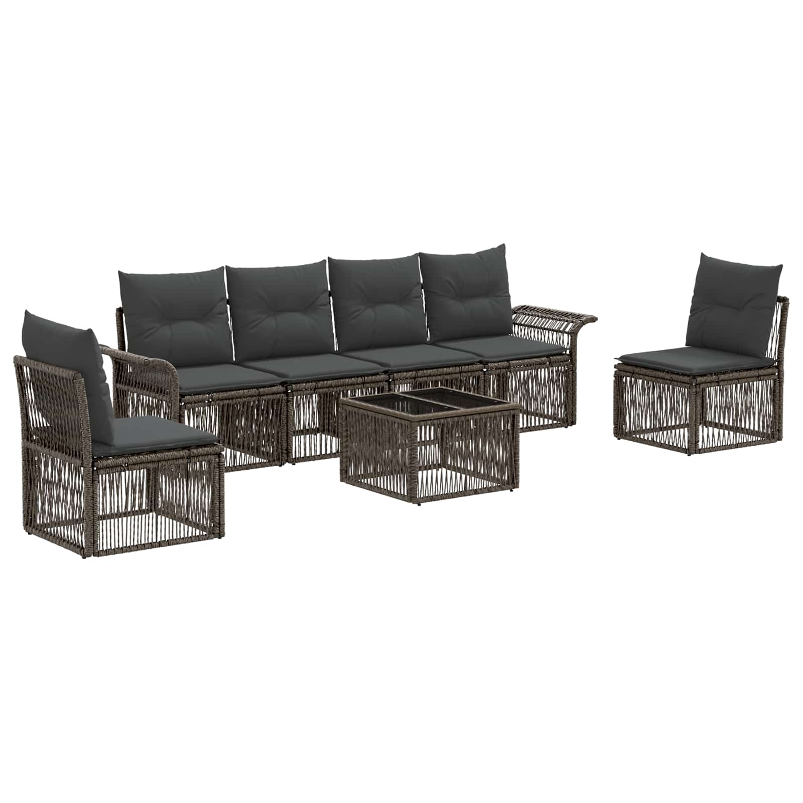Ensemble de canapé de jardin 7 pcs Gris polyrotin - XIOS
