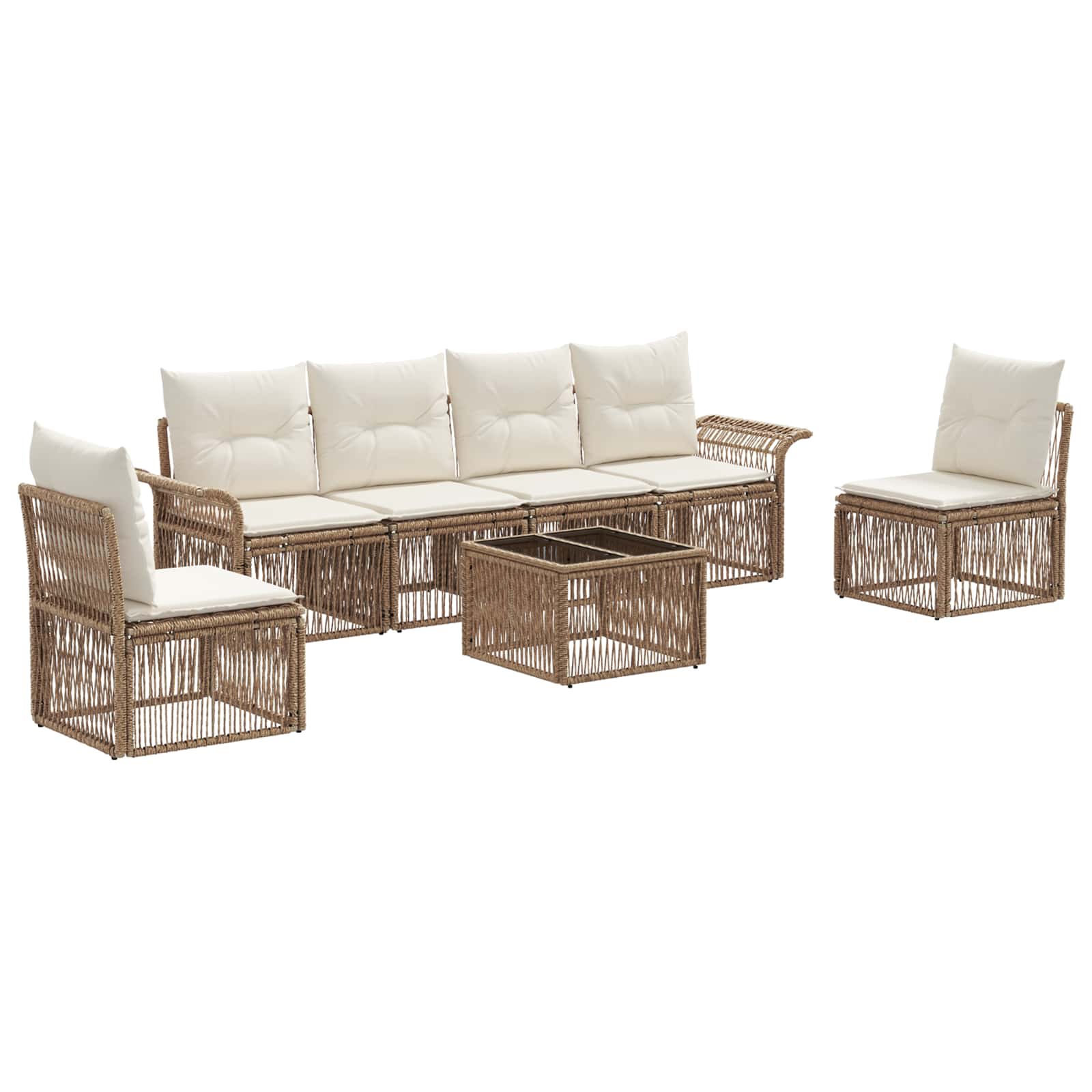 Ensemble de canapé de jardin 7 pcs Beige polyrotin - XIOS