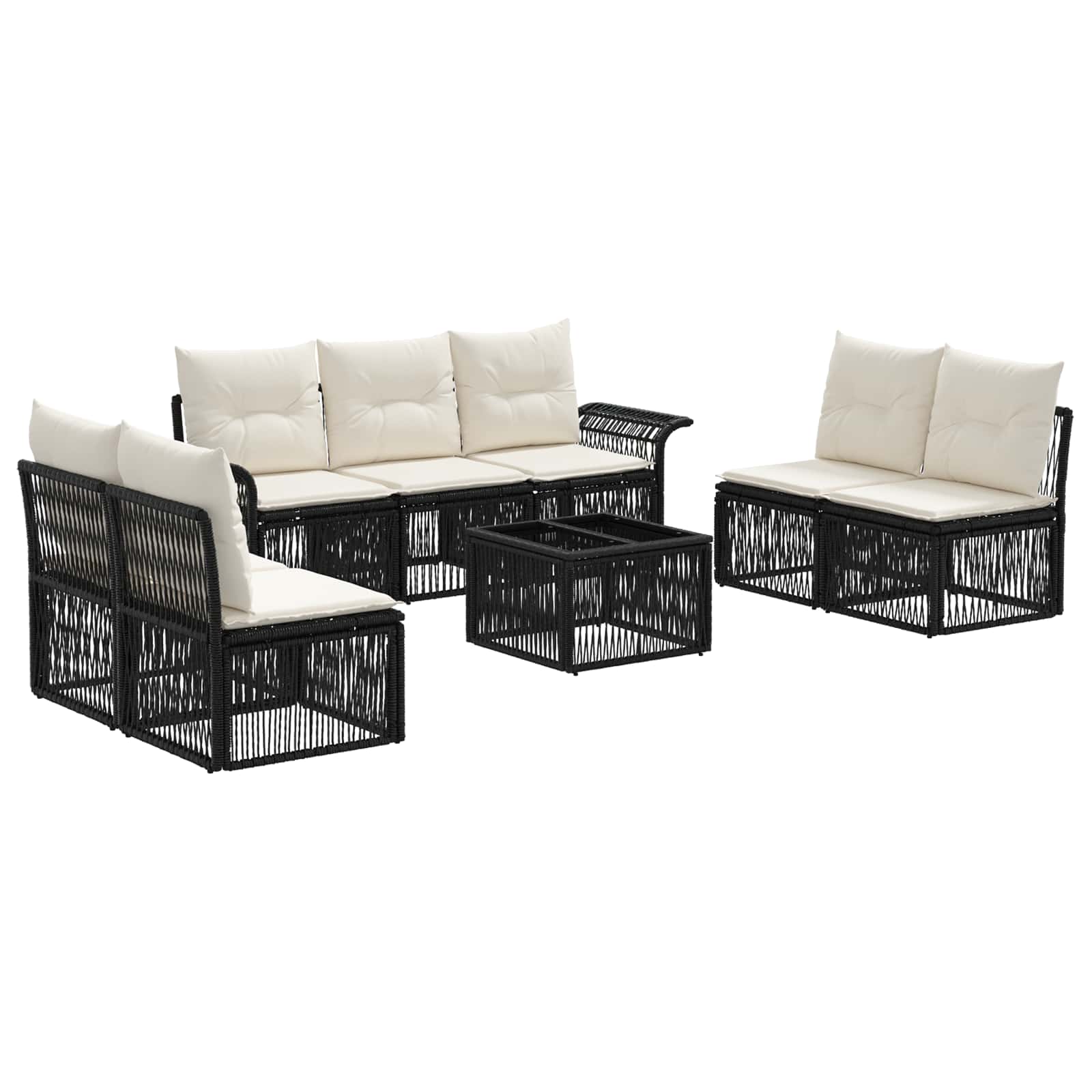 Ensemble de canapé de jardin 8 pcs Noir polyrotin - XIOS