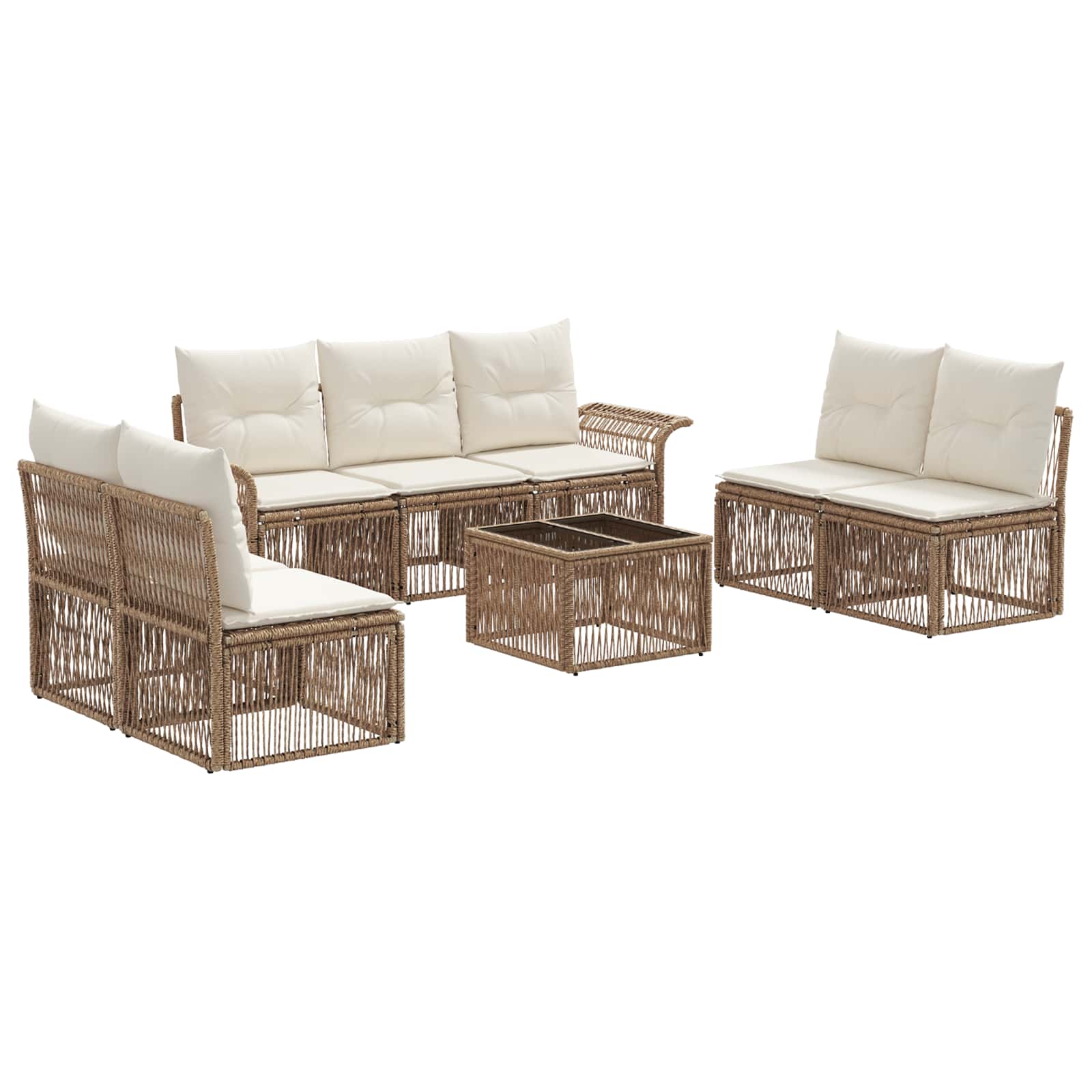 Ensemble de canapé de jardin 8 pcs Beige polyrotin - XIOS
