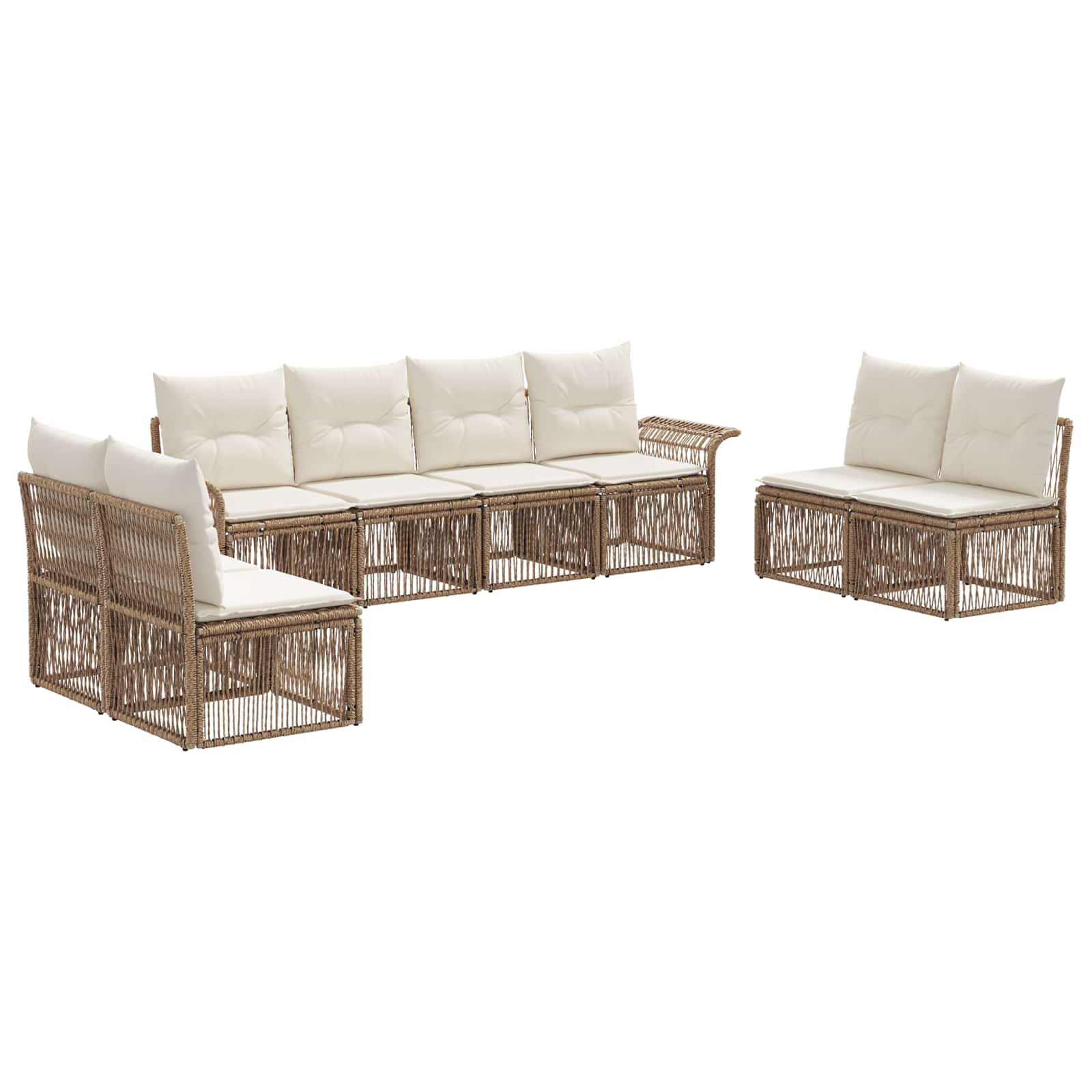 Ensemble de canapé de jardin 8 pcs Beige polyrotin - XIOS