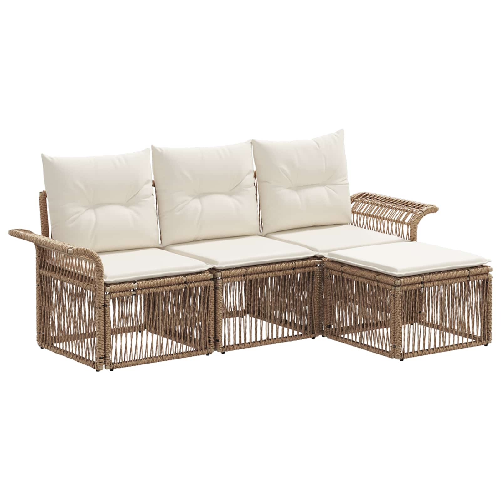 Ensemble de canapé de jardin 4 pcs Beige polyrotin - XIOS