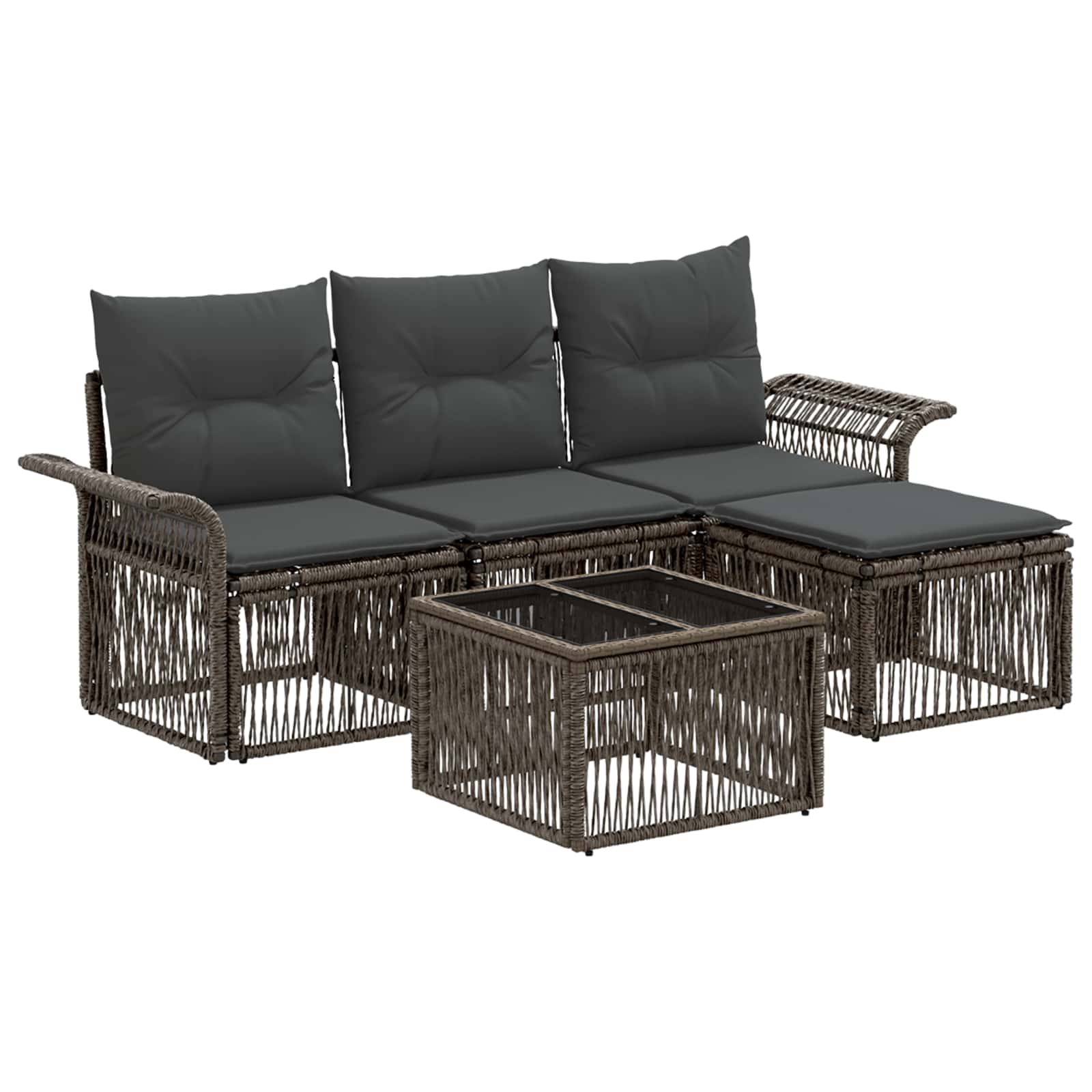 Ensemble de canapé de jardin 5 pcs Gris polyrotin - XIOS
