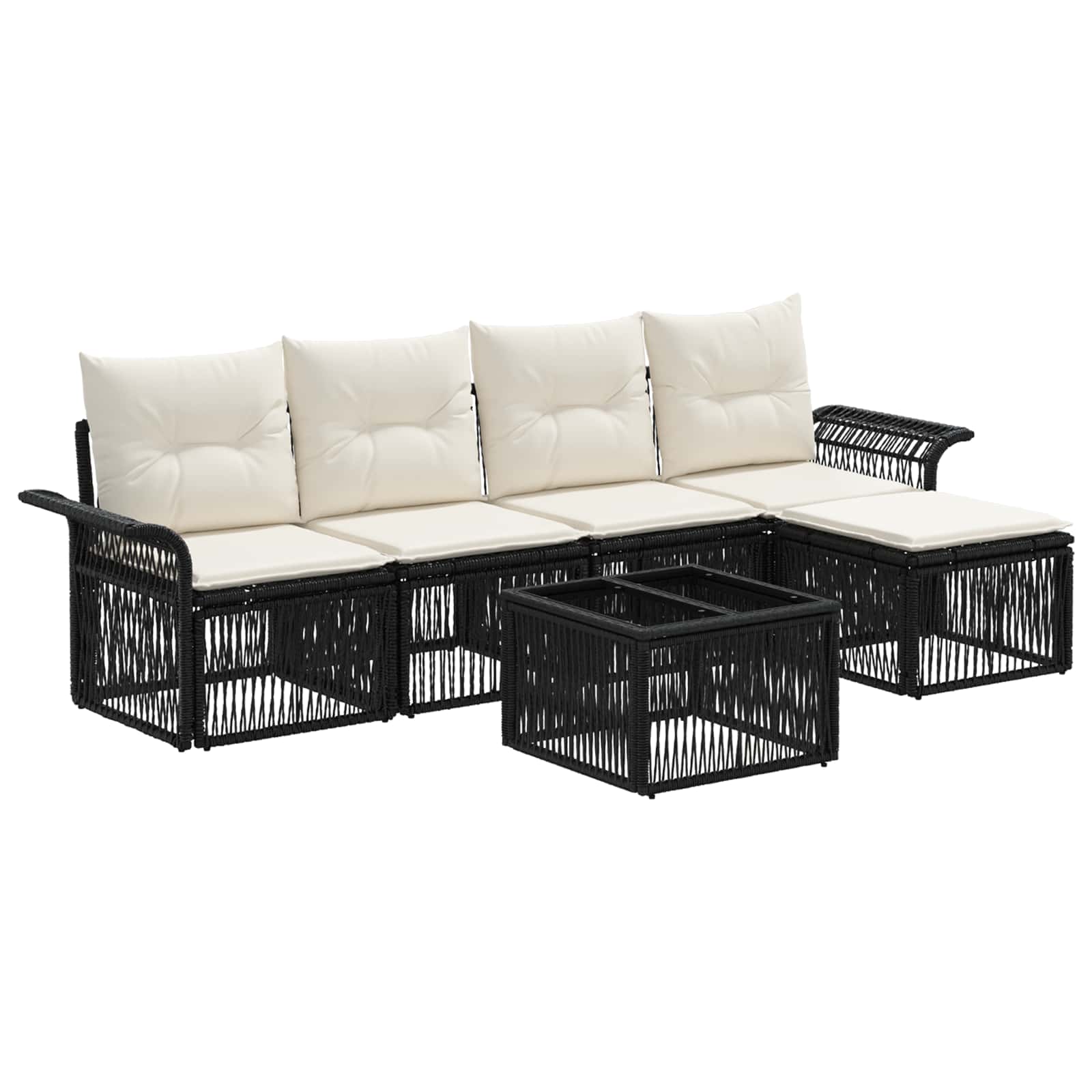Ensemble de canapé de jardin 6 pcs Noir polyrotin - XIOS