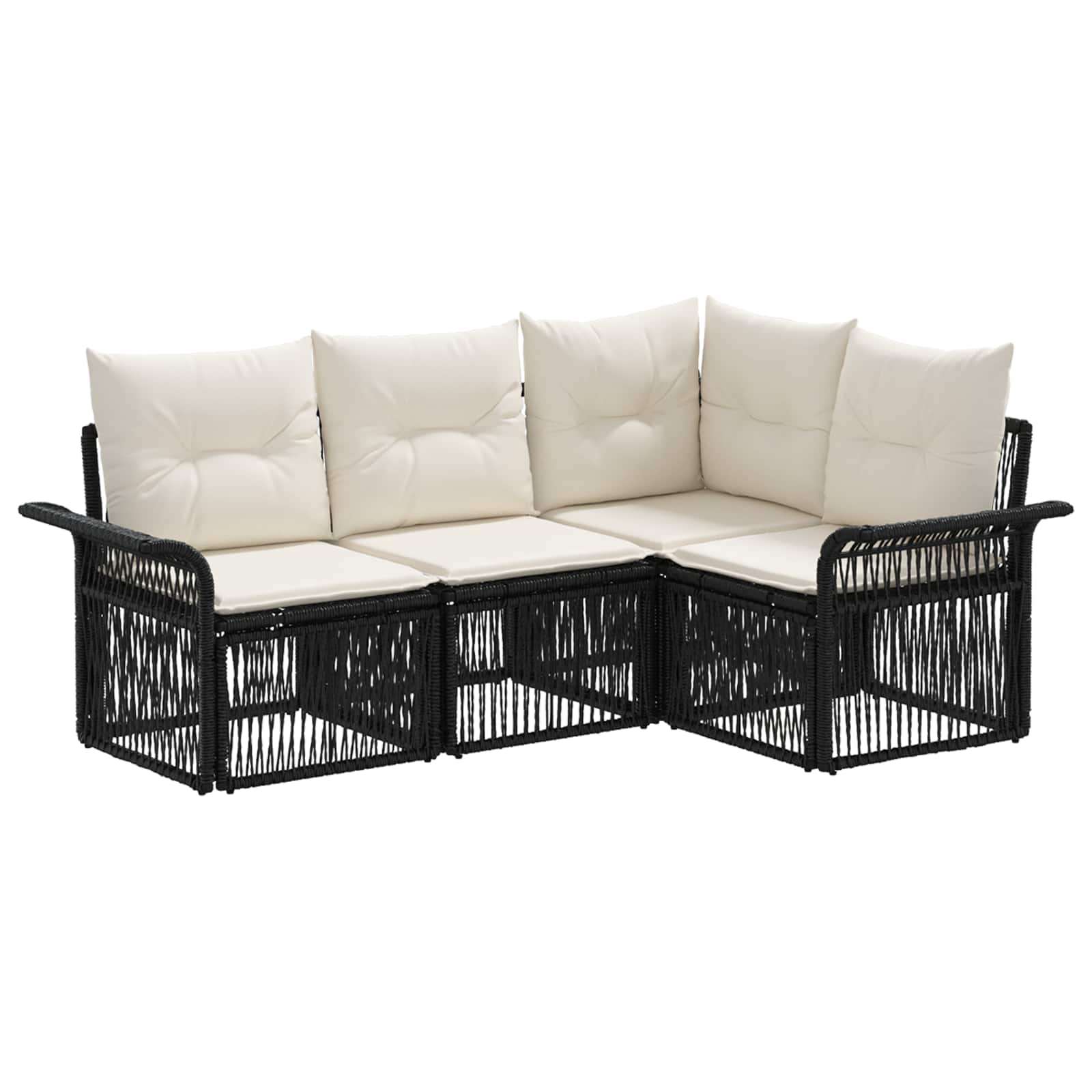 Ensemble de canapé de jardin 4 pcs Noir polyrotin - XIOS