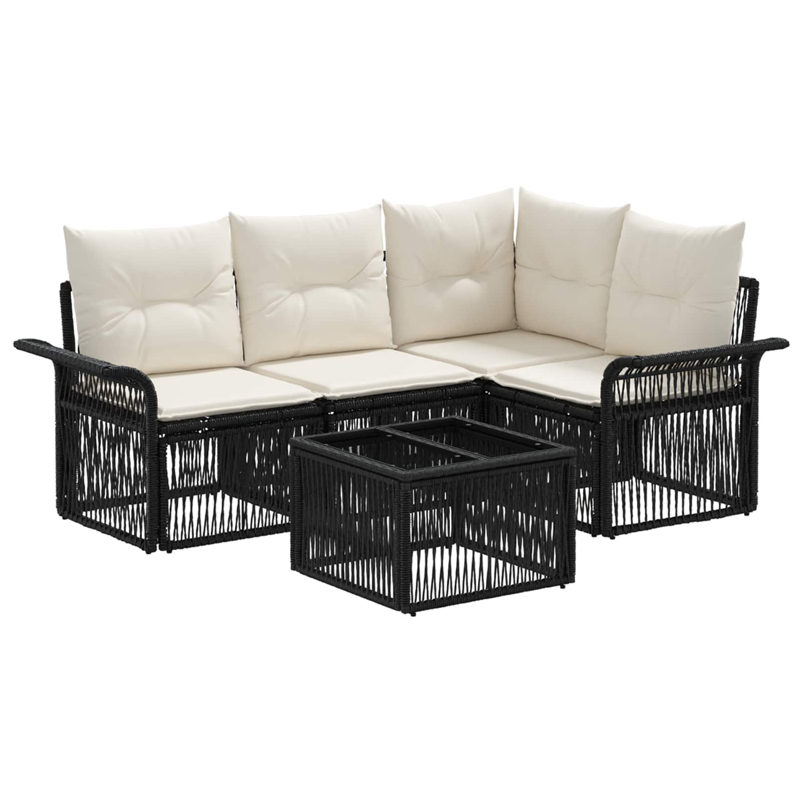 Ensemble de canapé de jardin 5 pcs Noir polyrotin - XIOS