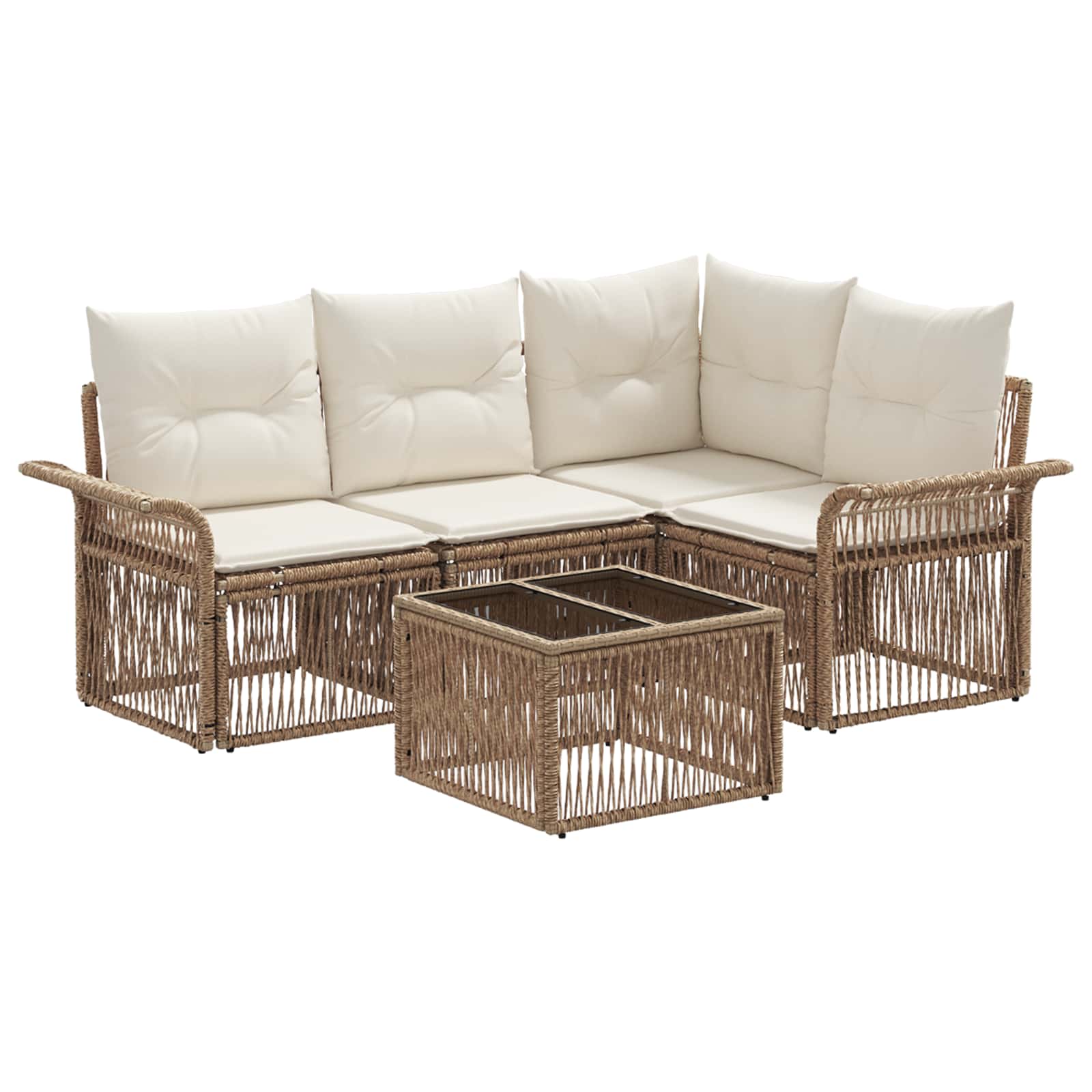 Ensemble de canapé de jardin 5 pcs Beige polyrotin - XIOS