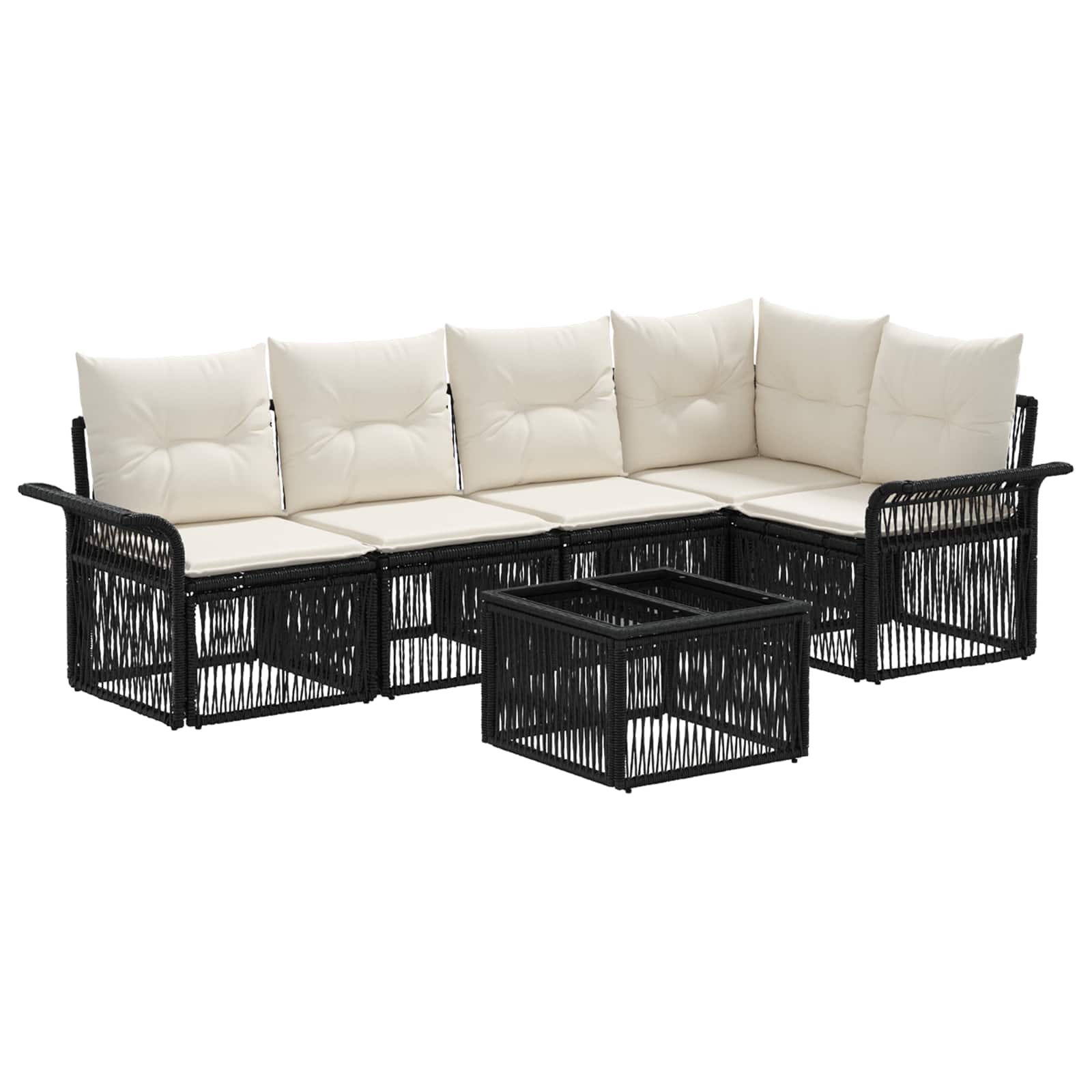 Ensemble de canapé de jardin 6 pcs Noir polyrotin - XIOS