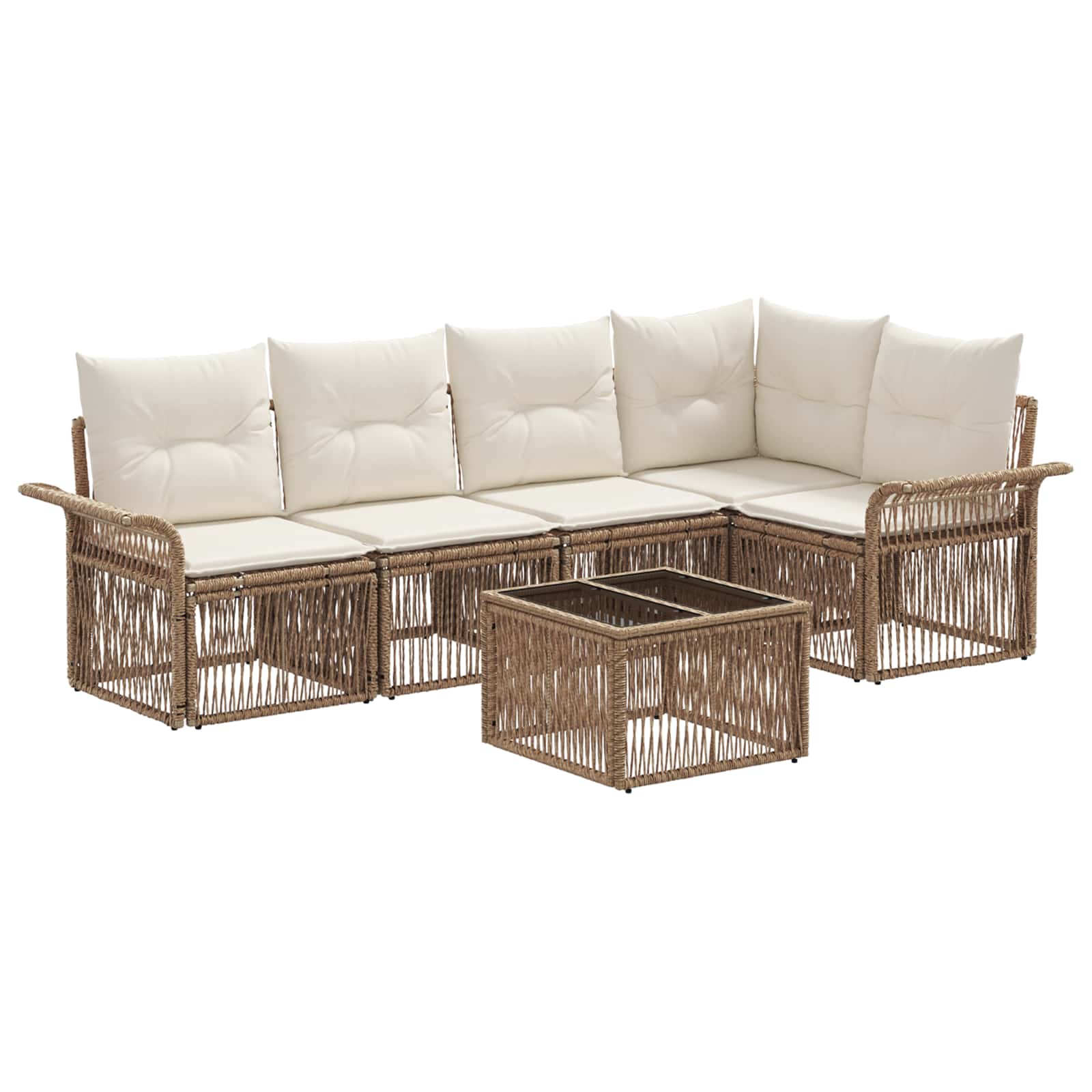 Ensemble de canapé de jardin 6 pcs Beige polyrotin - XIOS