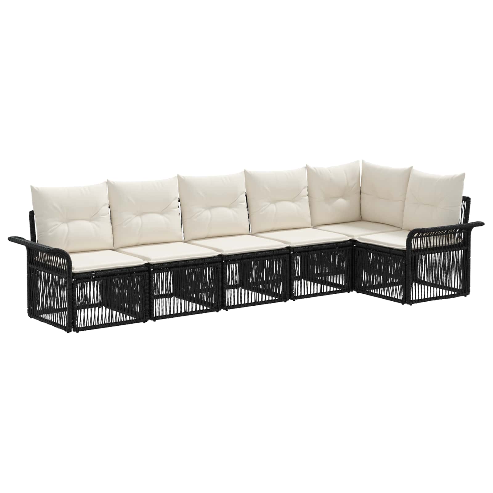 Ensemble de canapé de jardin 6 pcs Noir polyrotin - XIOS