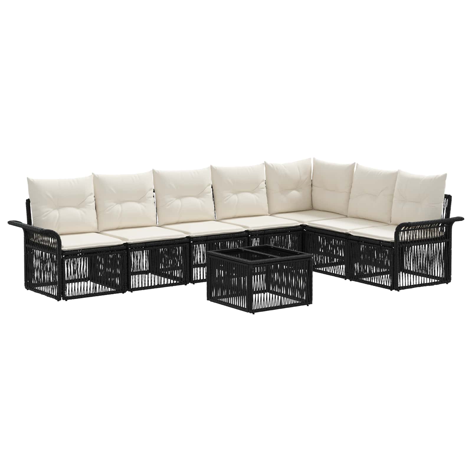 Ensemble de canapé de jardin 8 pcs Noir polyrotin - XIOS