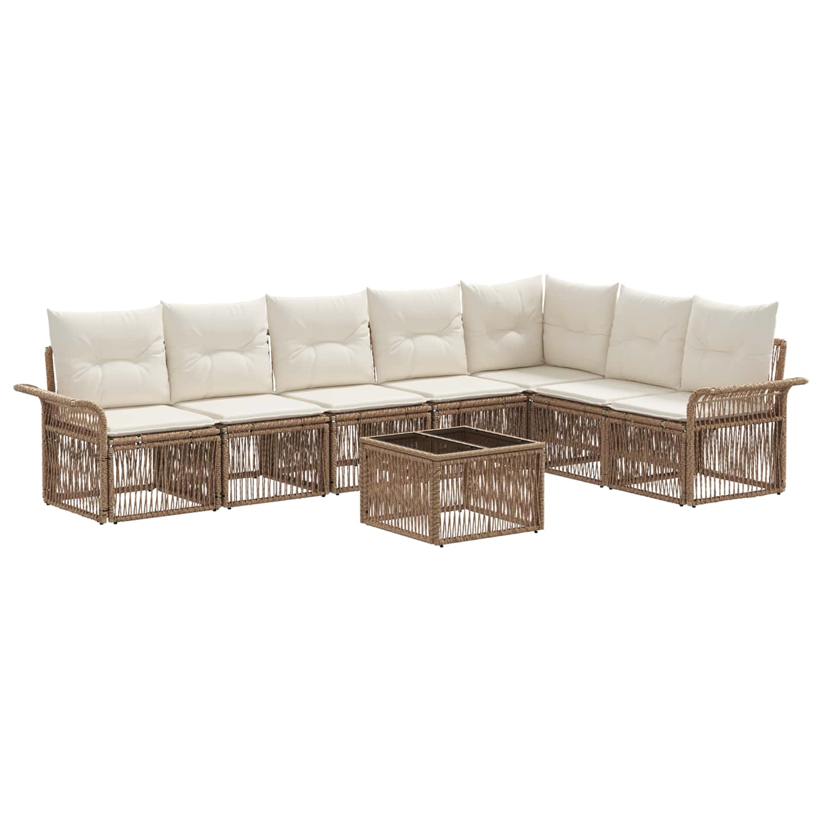 Ensemble de canapé de jardin 8 pcs Beige polyrotin - XIOS