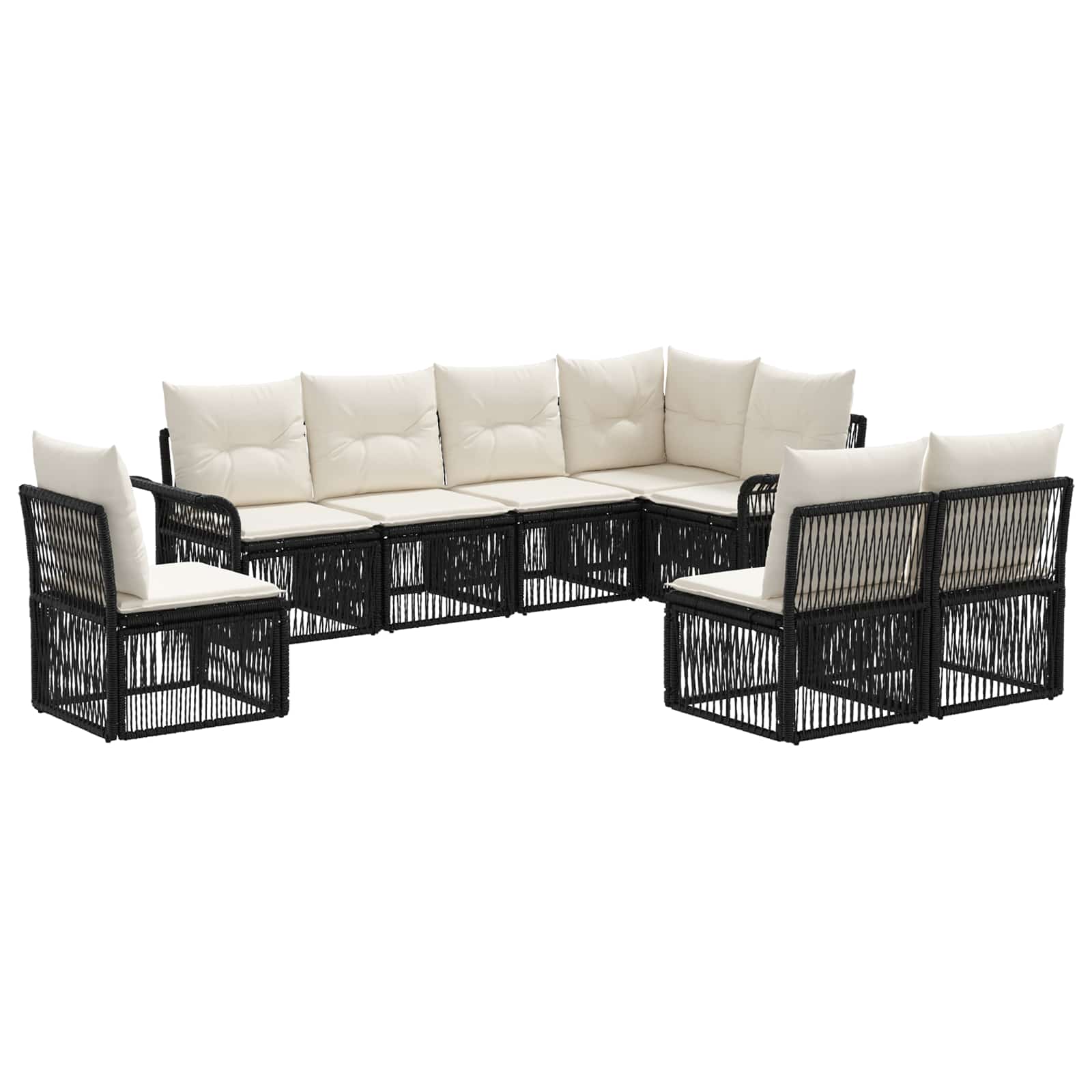 Ensemble de canapé de jardin 8 pcs Noir polyrotin - XIOS