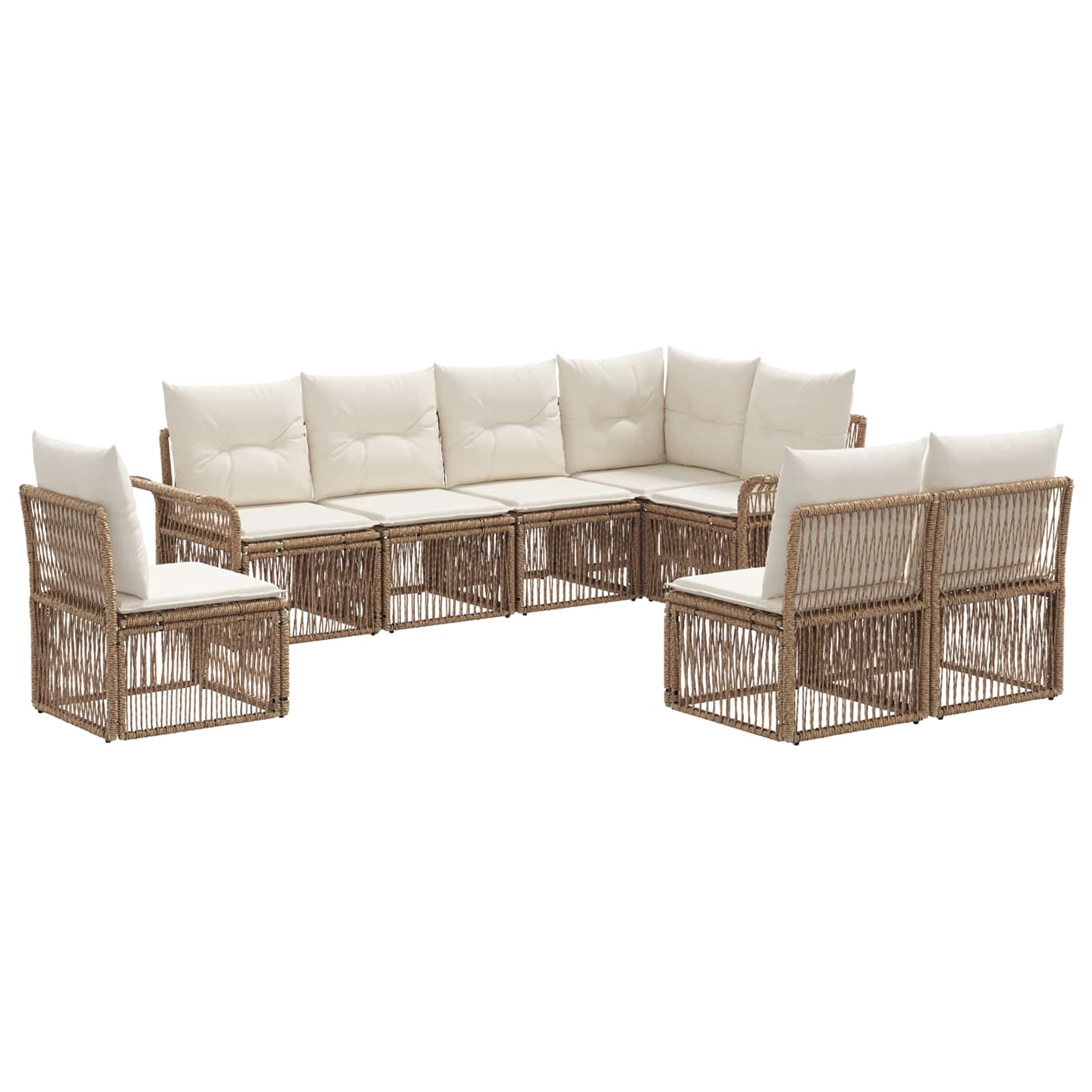 Ensemble de canapé de jardin 8 pcs Beige polyrotin - XIOS