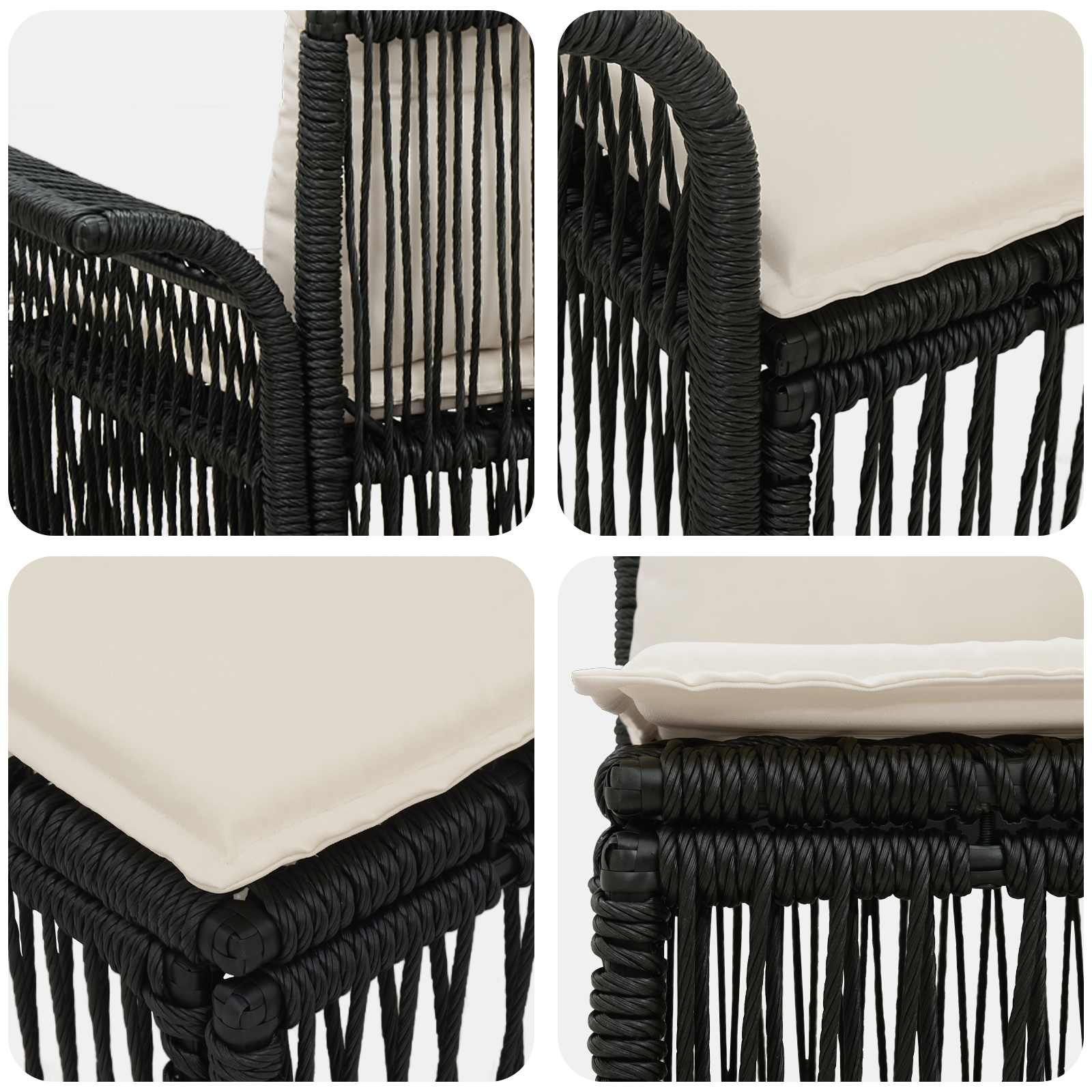 Ensemble de canapé de jardin 9 pcs Noir polyrotin - XIOS