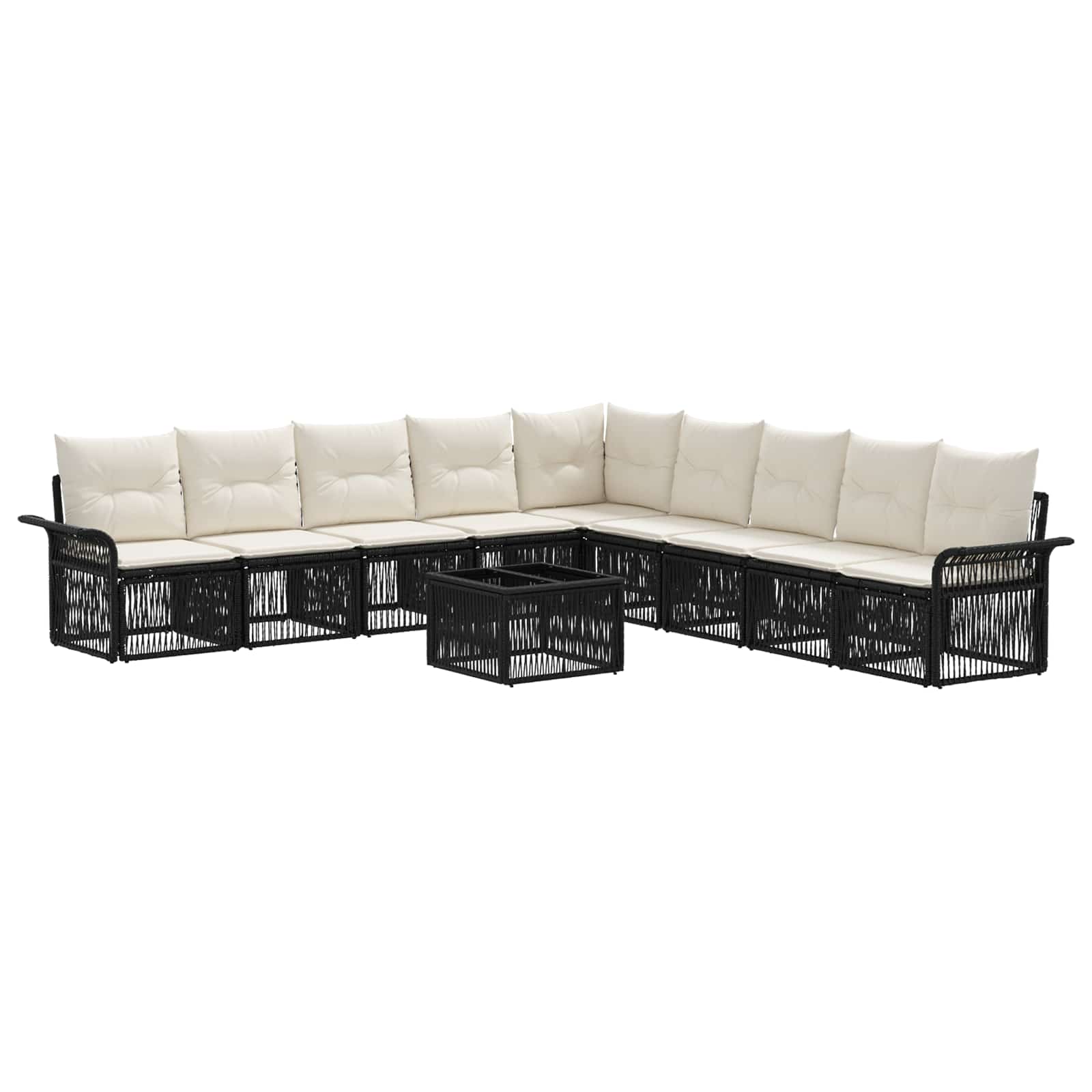 Ensemble de canapé de jardin 10 pcs Noir polyrotin - XIOS