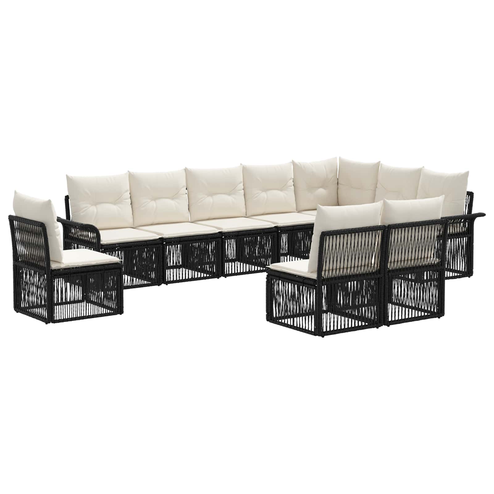 Ensemble de canapé de jardin 10 pcs Noir polyrotin - XIOS