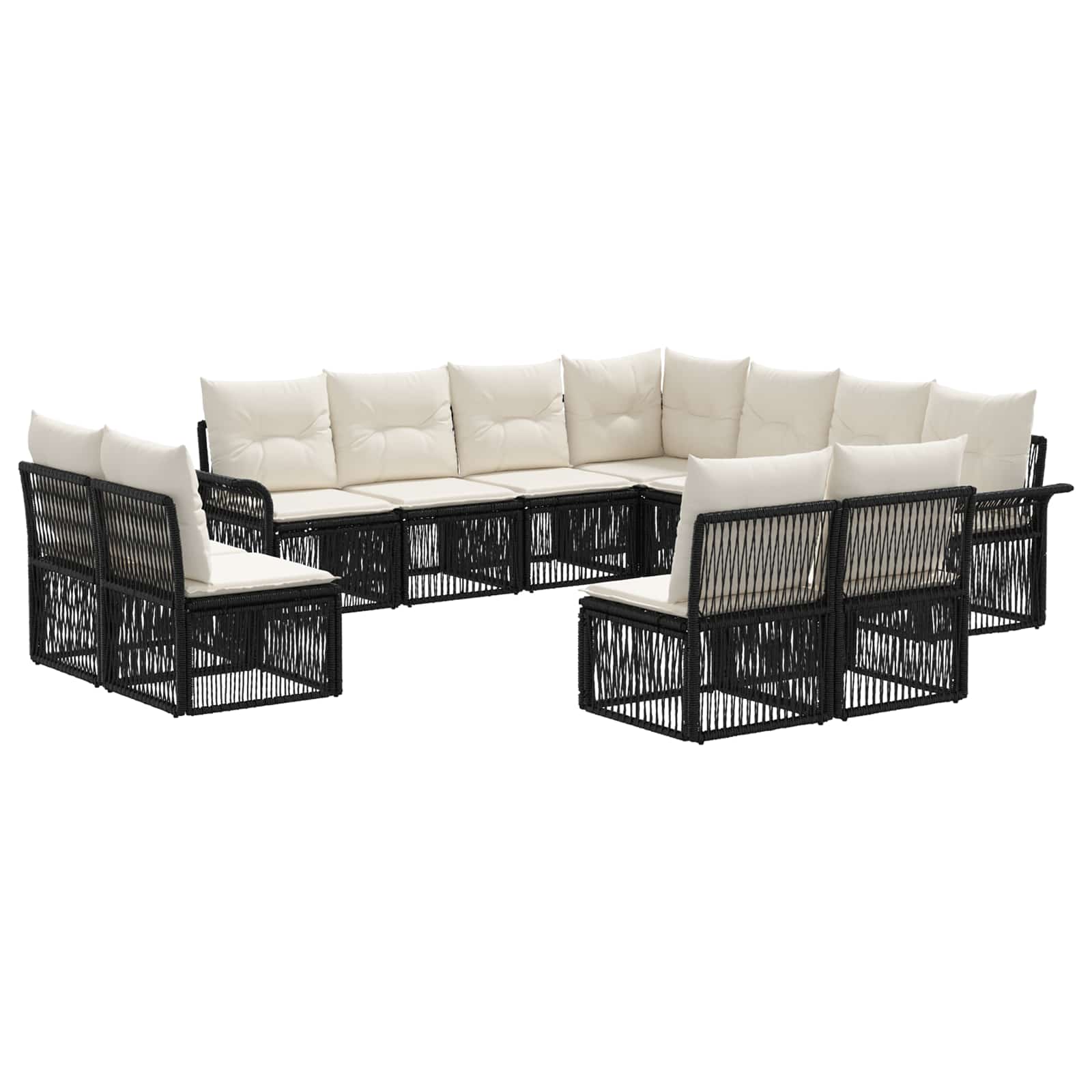 Ensemble de canapé de jardin 11 pcs Noir polyrotin - XIOS