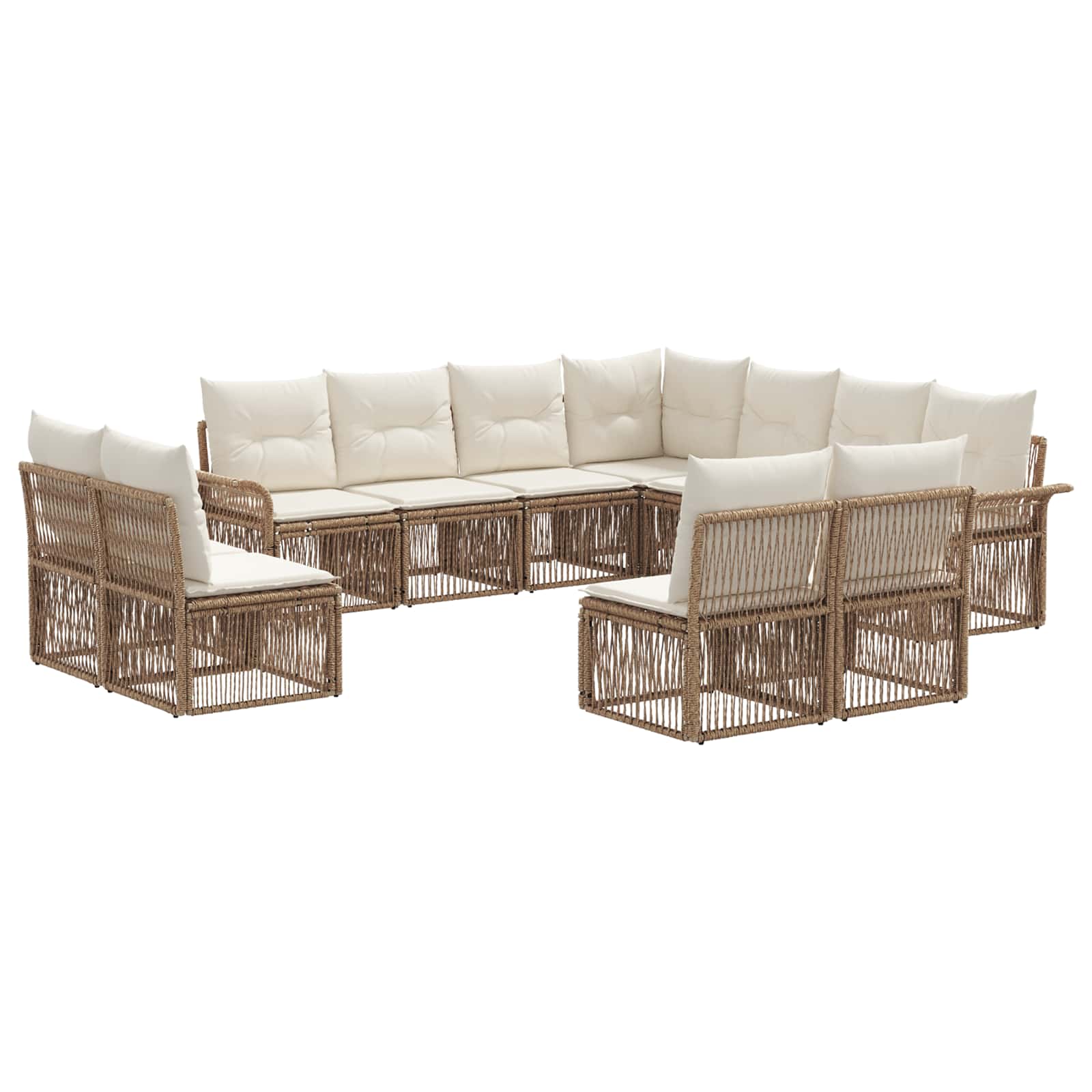 Ensemble de canapé de jardin 11 pcs Beige polyrotin - XIOS