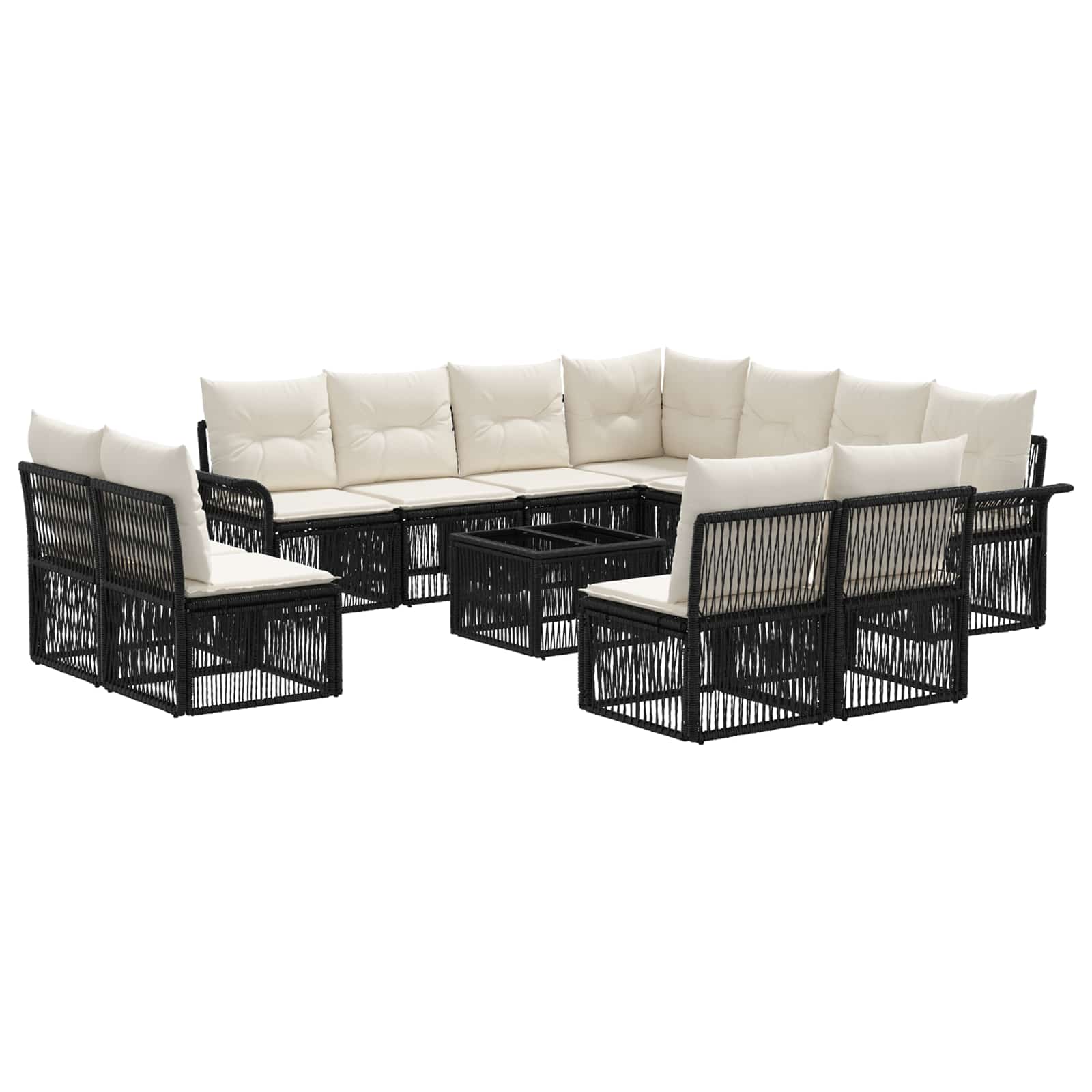 Ensemble de canapé de jardin 12 pcs Noir polyrotin - XIOS