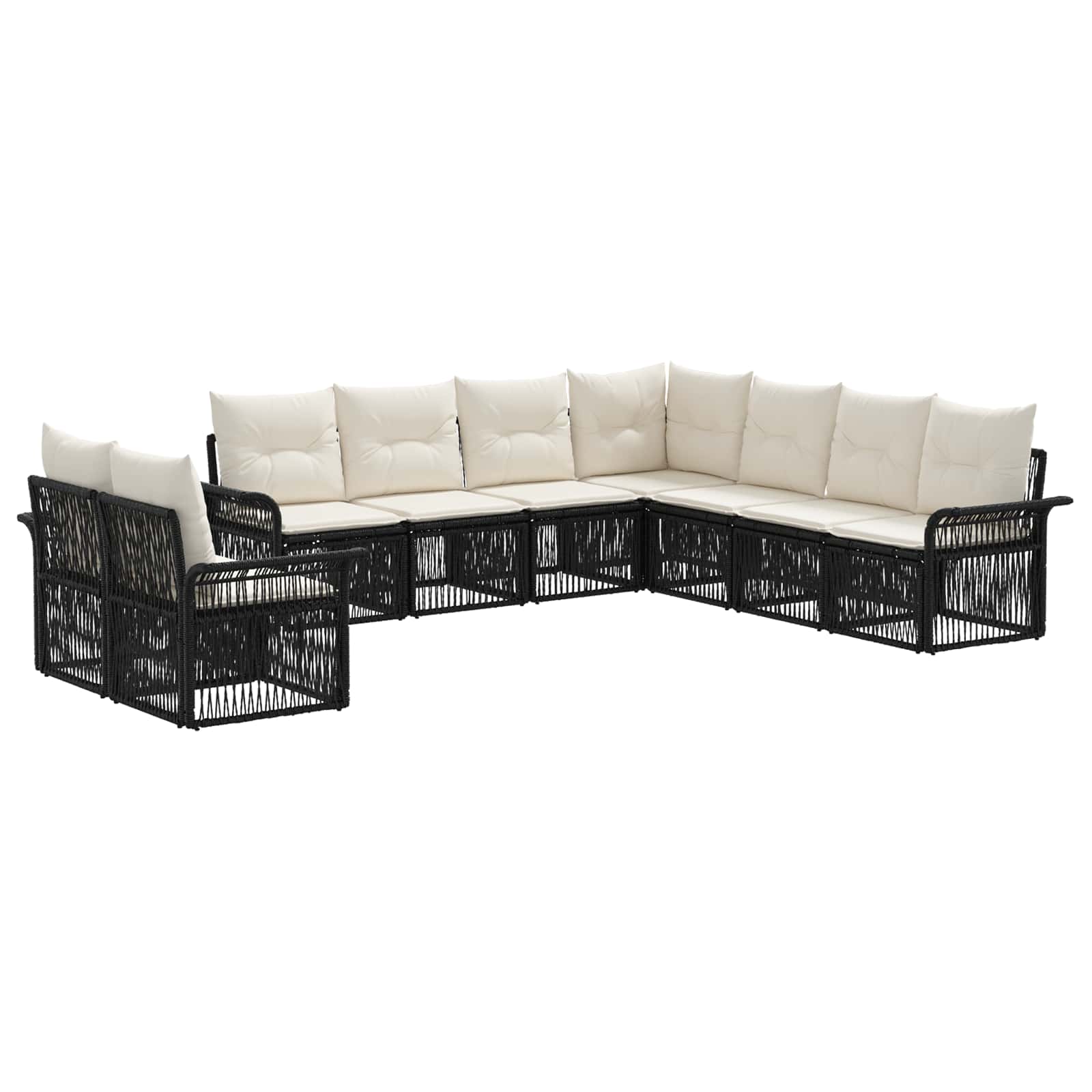 Ensemble de canapé de jardin 9 pcs Noir polyrotin - XIOS