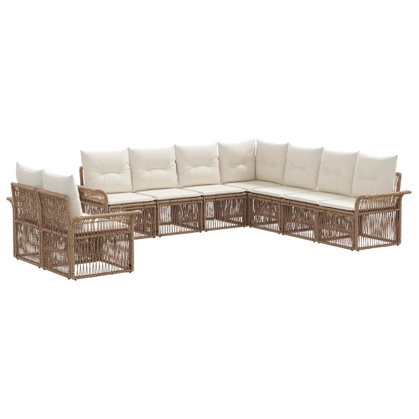 Ensemble de canapé de jardin 9 pcs Beige polyrotin - XIOS