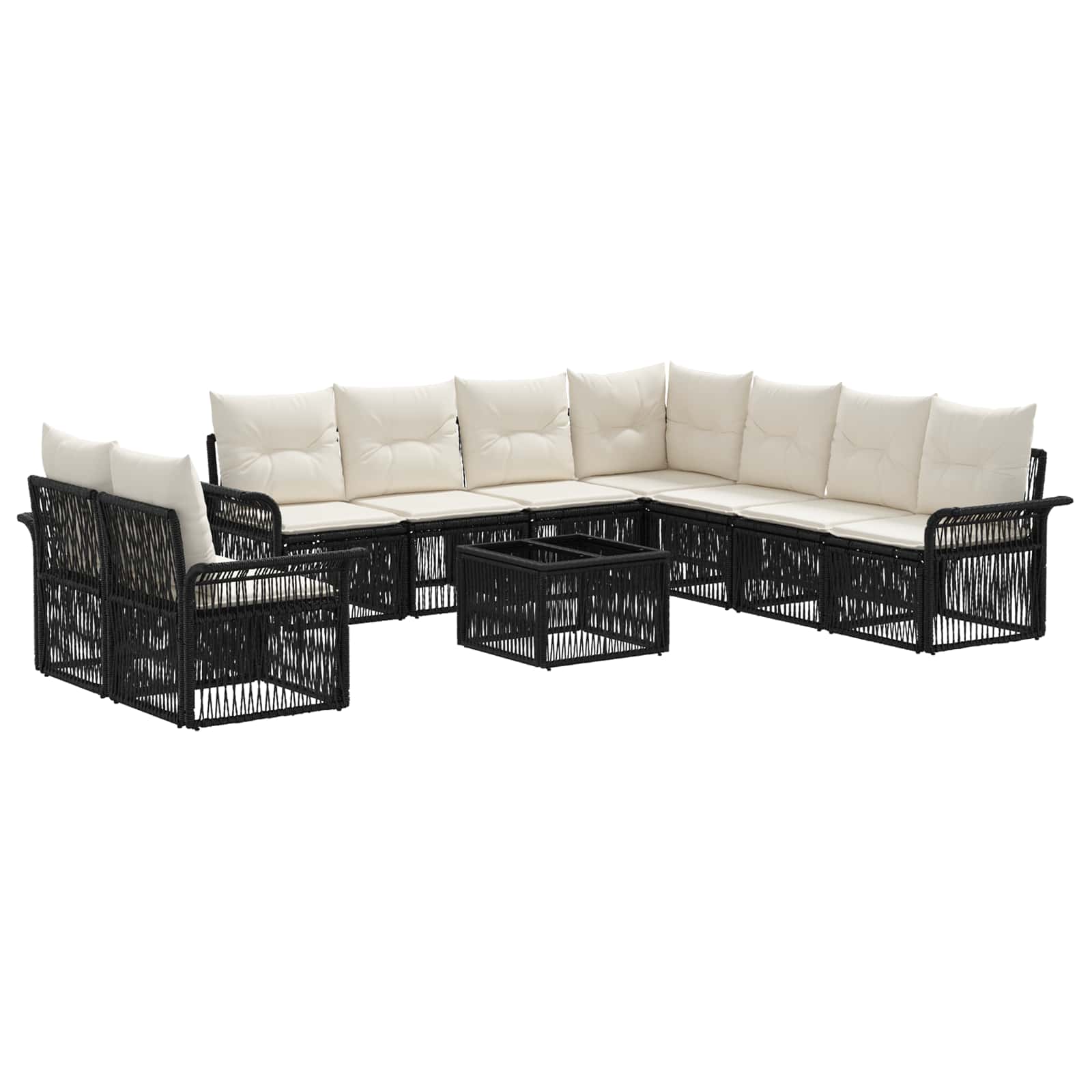 Ensemble de canapé de jardin 10 pcs Noir polyrotin - XIOS