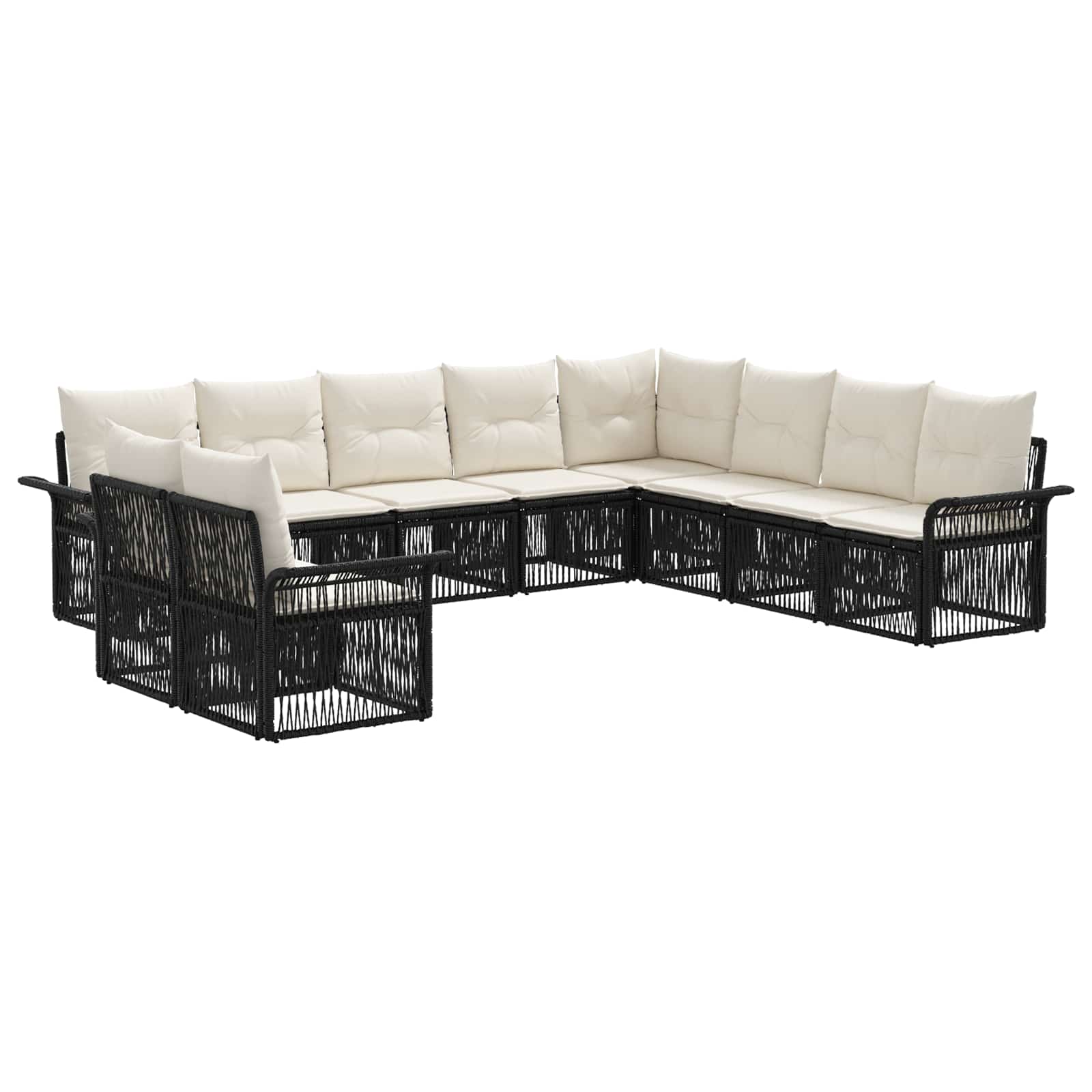 Ensemble de canapé de jardin 10 pcs Noir polyrotin - XIOS