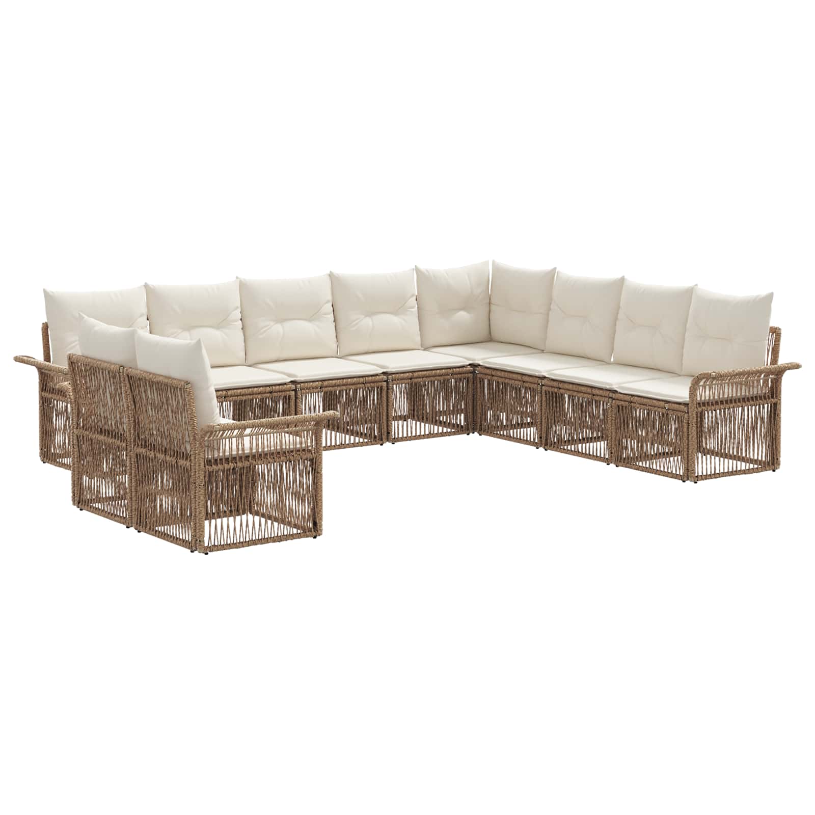 Ensemble de canapé de jardin 10 pcs Beige polyrotin - XIOS